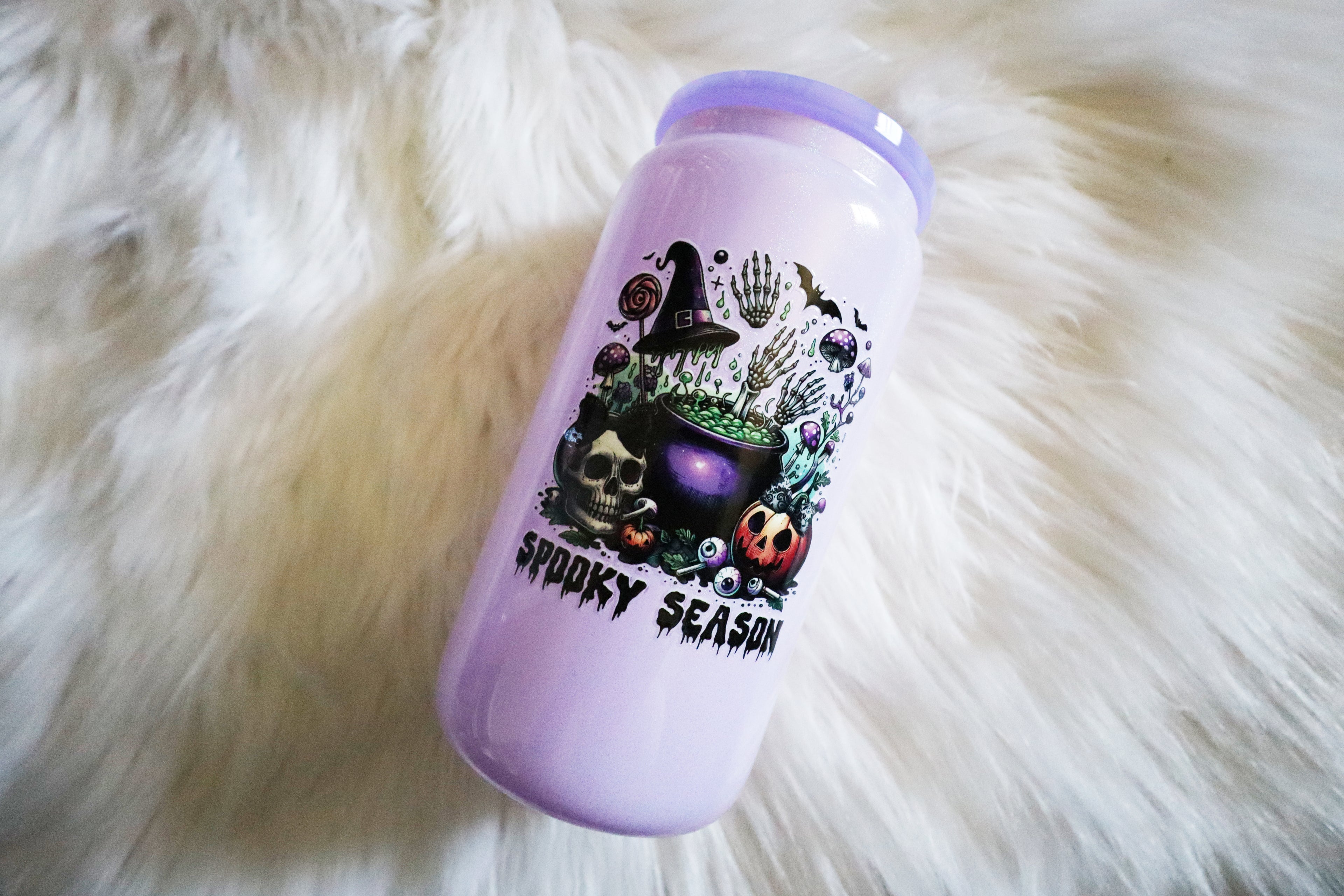 12oz Holographic Glass Can Tumbler - Spooky Season