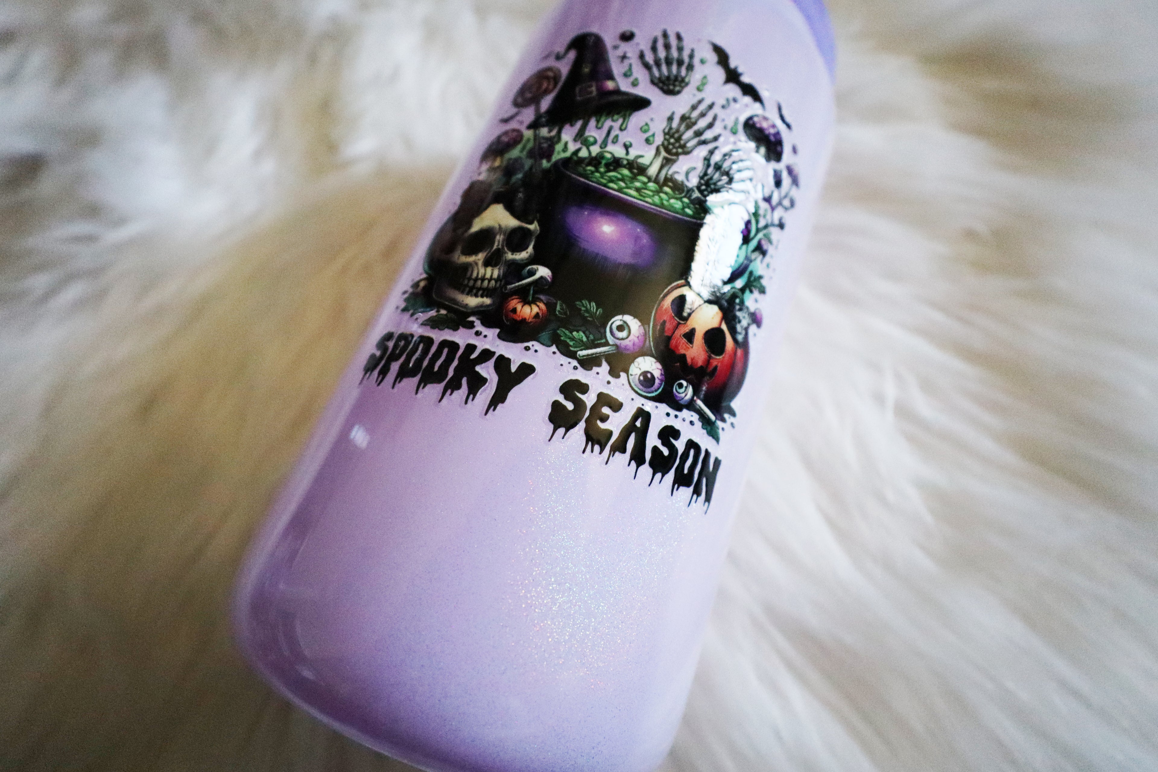 12oz Holographic Glass Can Tumbler - Spooky Season
