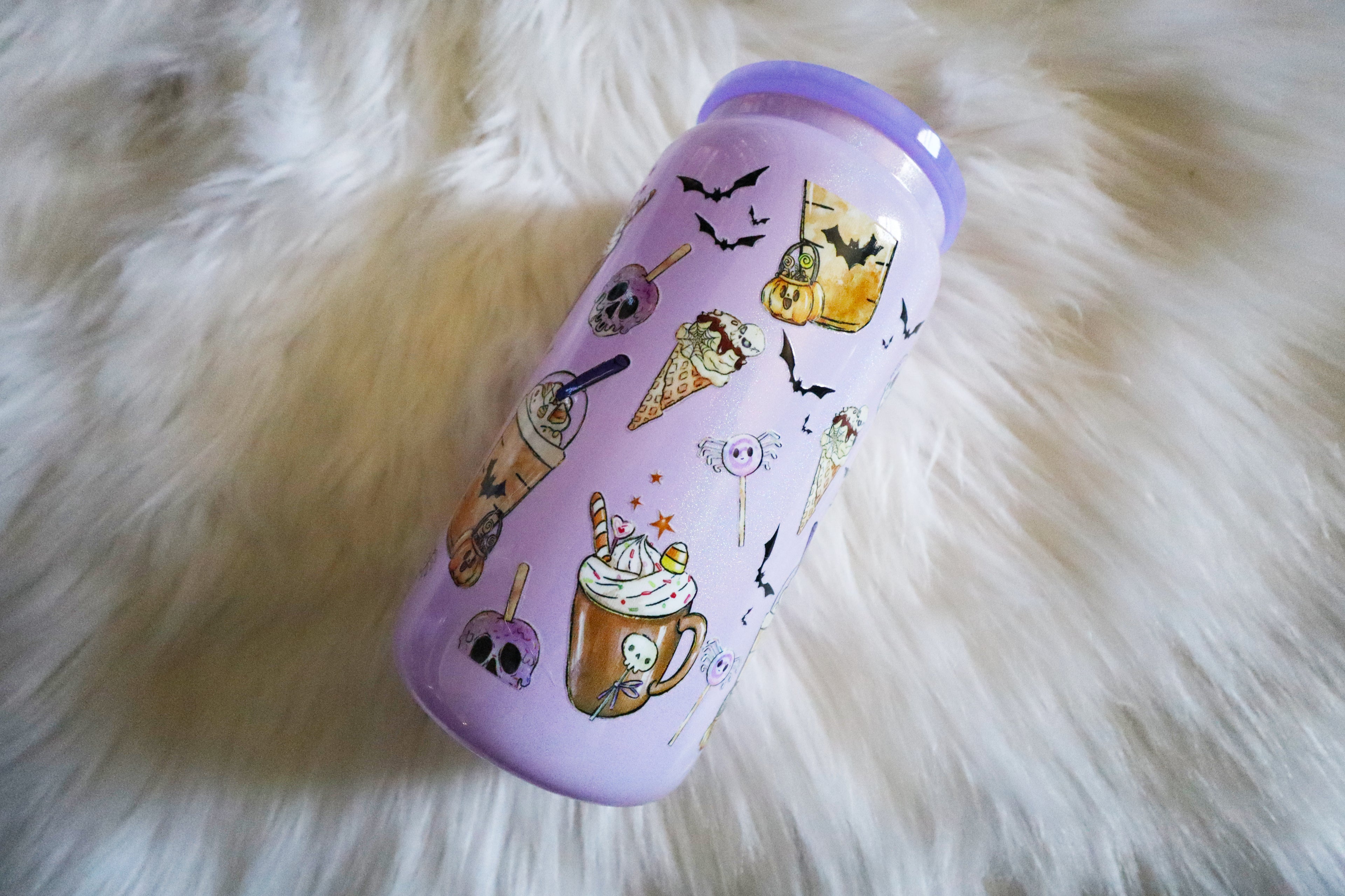 12oz Holographic Glass Can Tumbler - Spooky Coffee