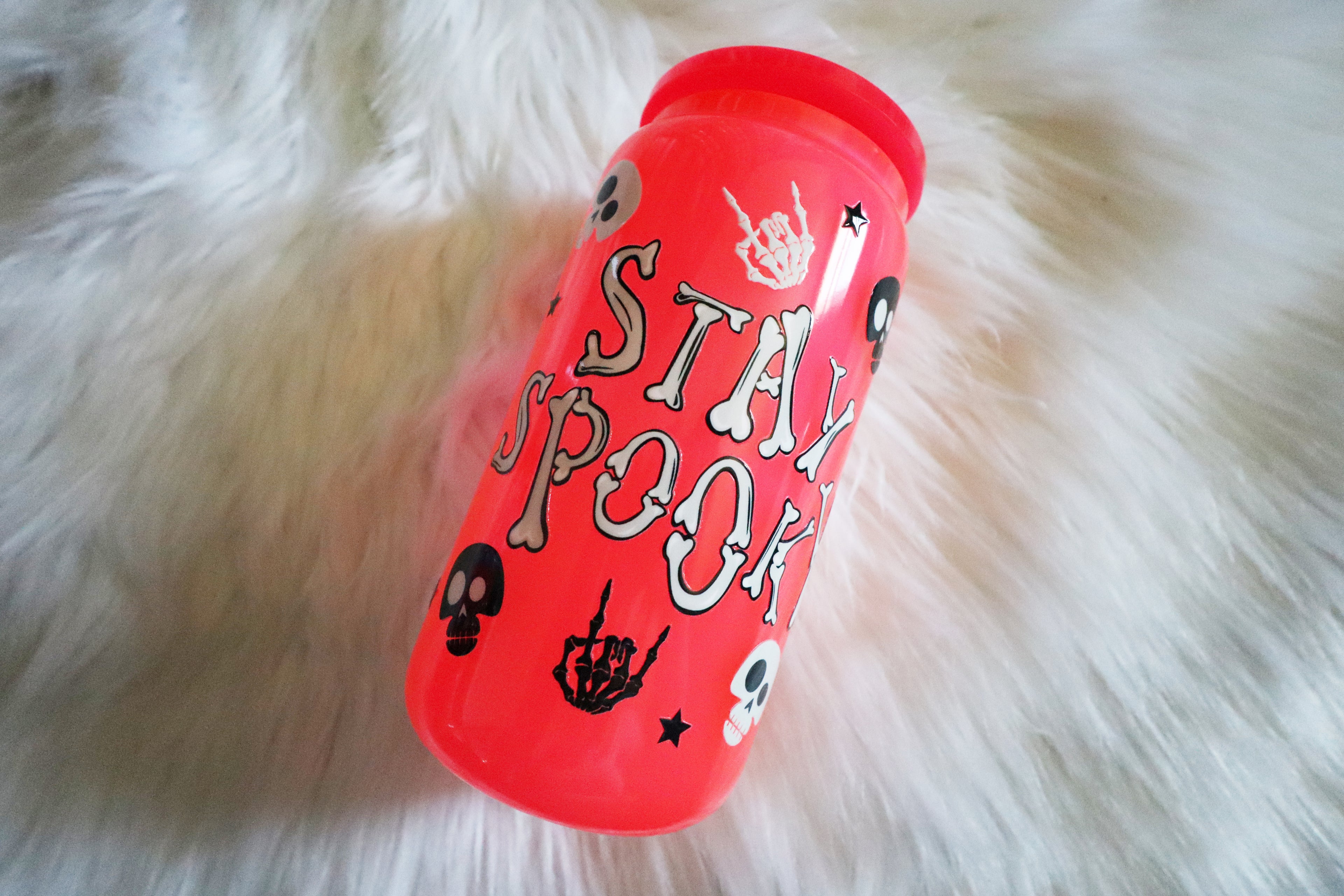 12oz Hot Pink Glass Can Tumbler - Stay Spooky