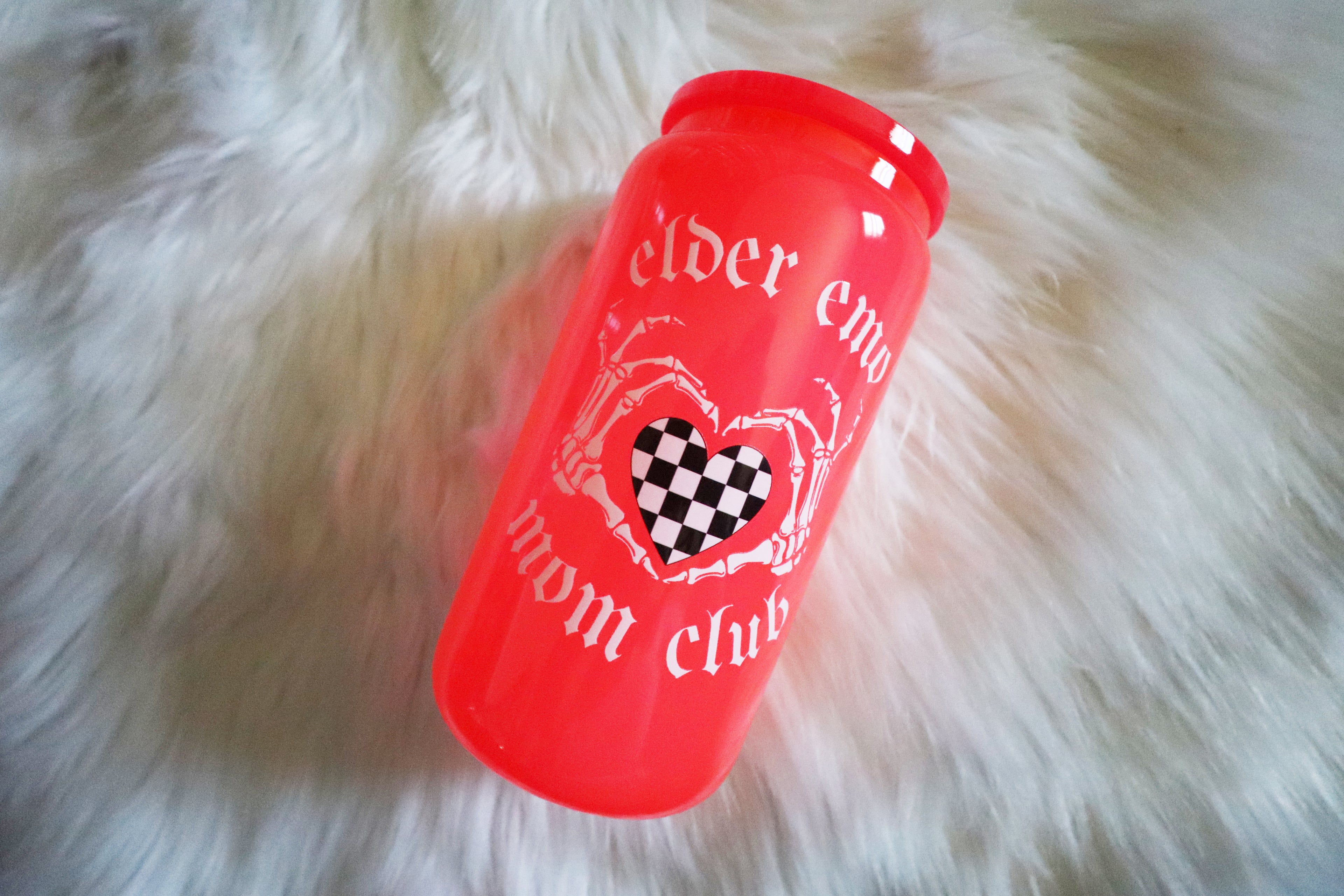 12oz Hot Pink Glass Can Tumbler - Elder Emo Mom Club