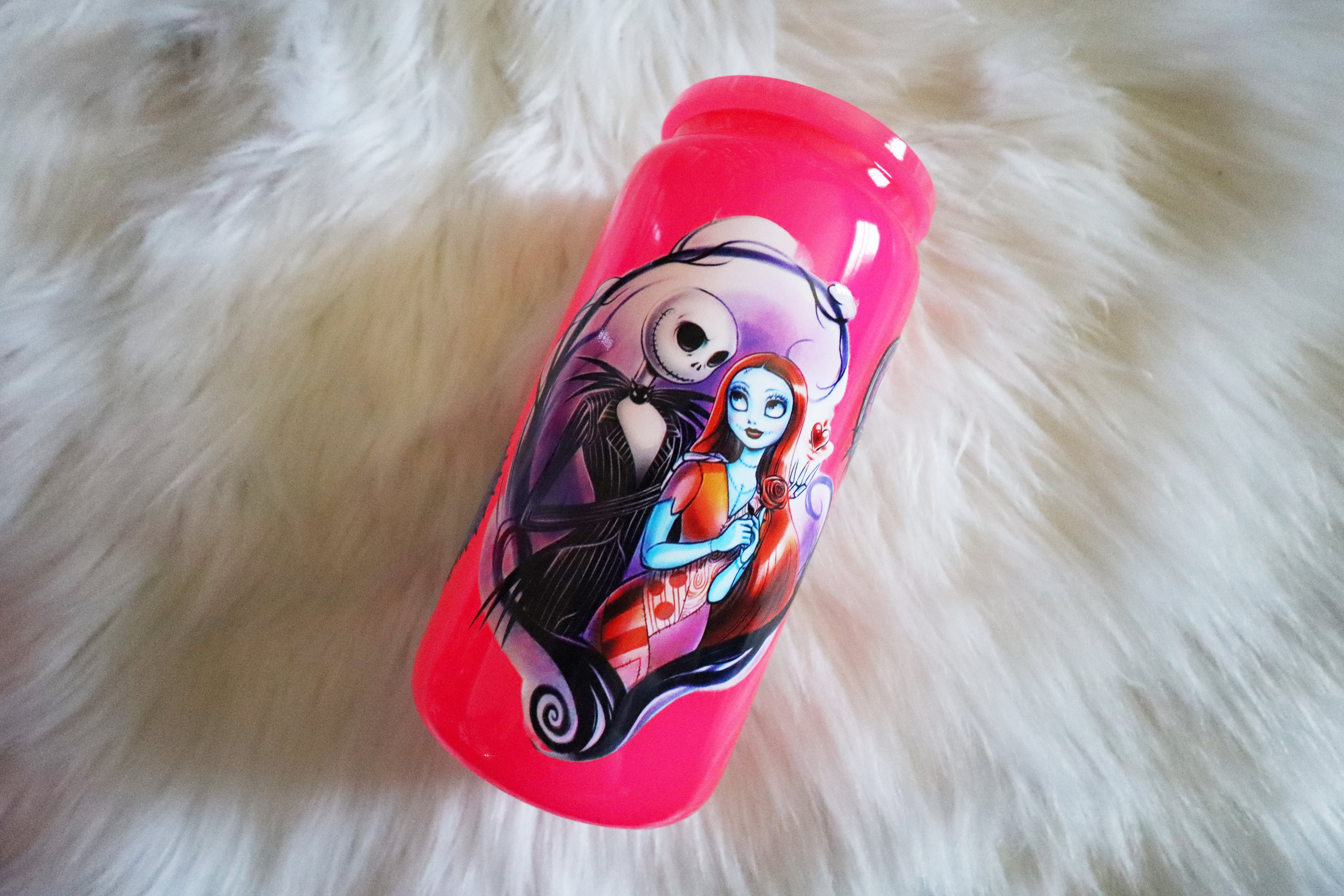 12oz Hot Pink Glass Can Tumbler - Spooky Characters