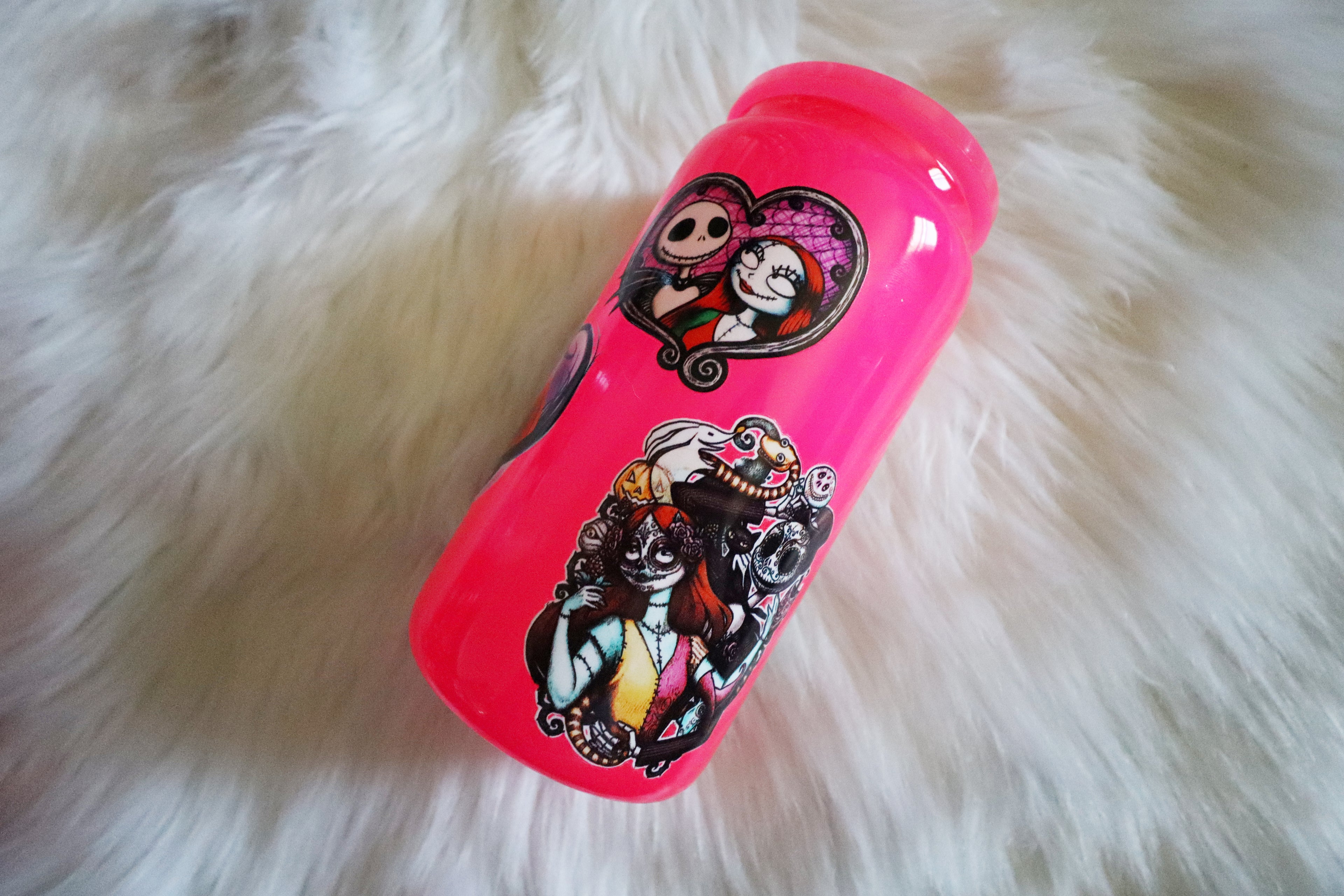 12oz Hot Pink Glass Can Tumbler - Spooky Characters