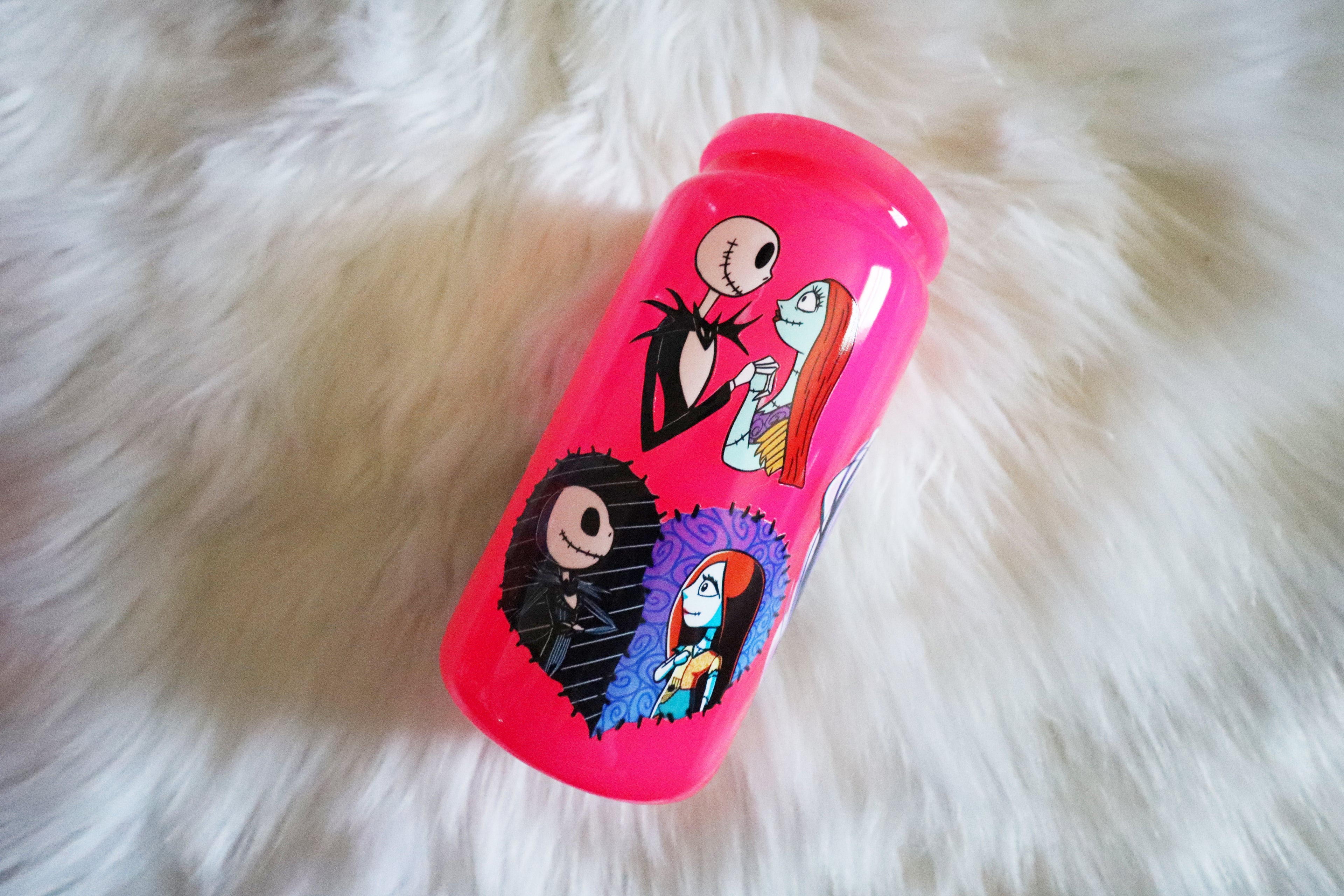 12oz Hot Pink Glass Can Tumbler - Spooky Characters