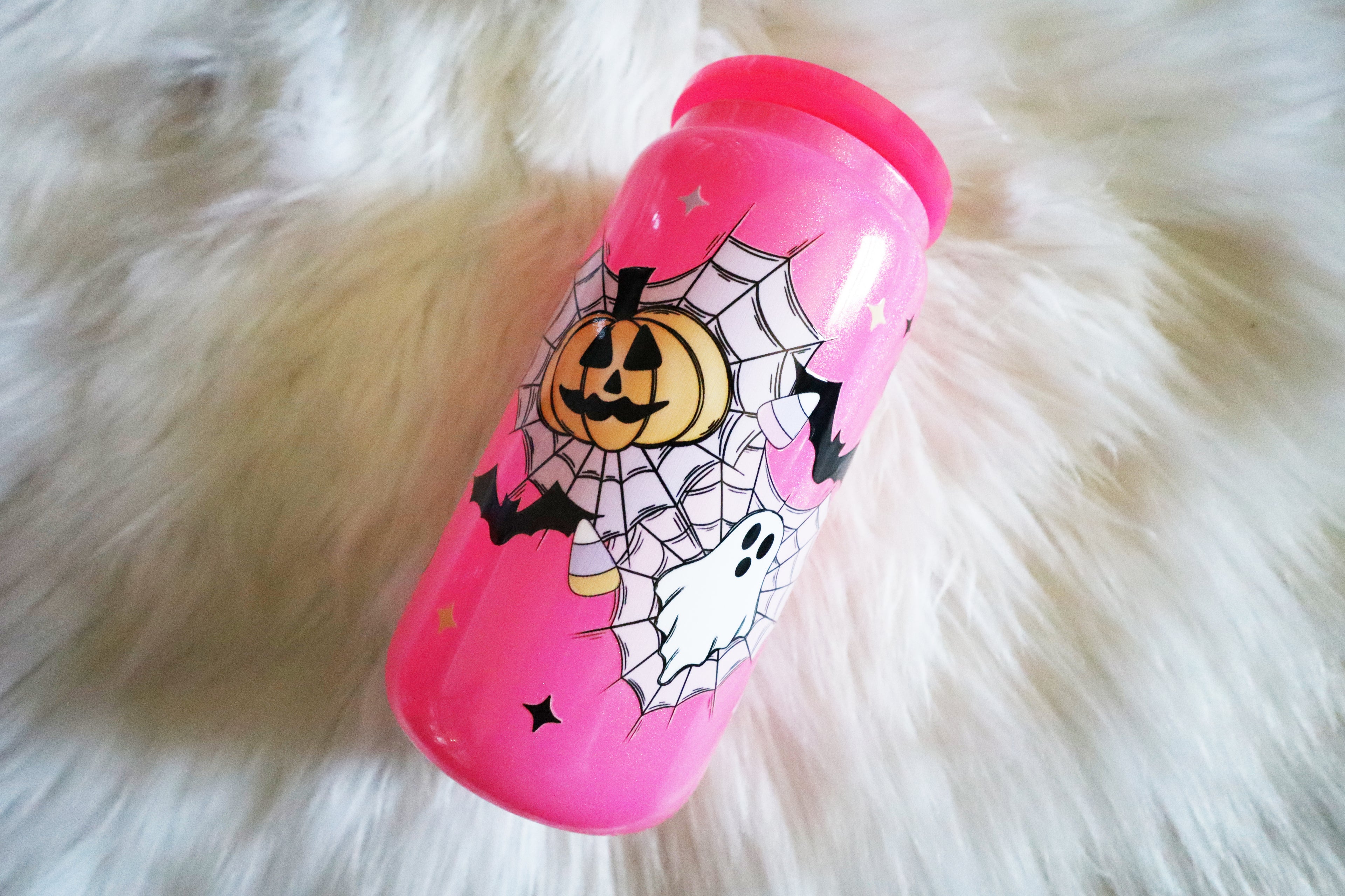 12oz Holographic Glass Can Tumbler - Spooky Pastel