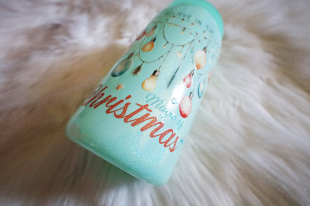 12oz Holographic Glass Can Tumbler - Magic of Christmas