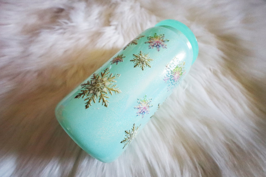 12oz Holographic Glass Can Tumbler - Magic of Christmas