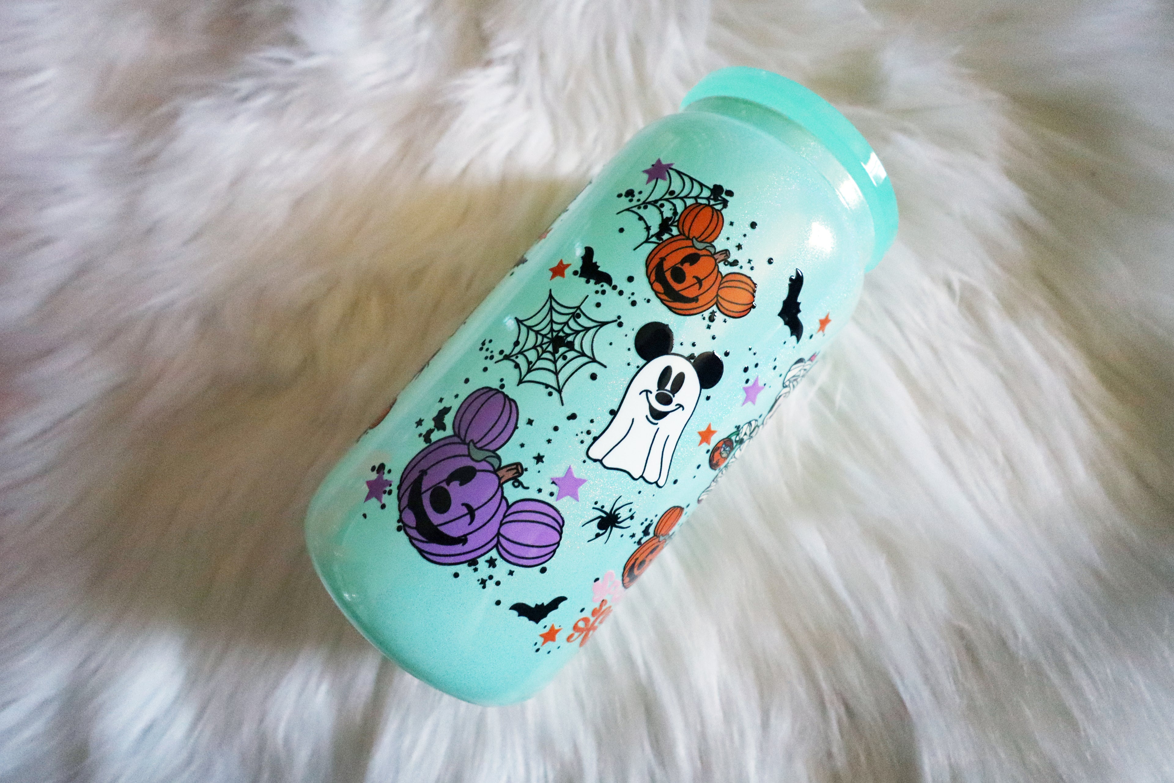 12oz Holographic Glass Can Tumbler - Spooky Mouse
