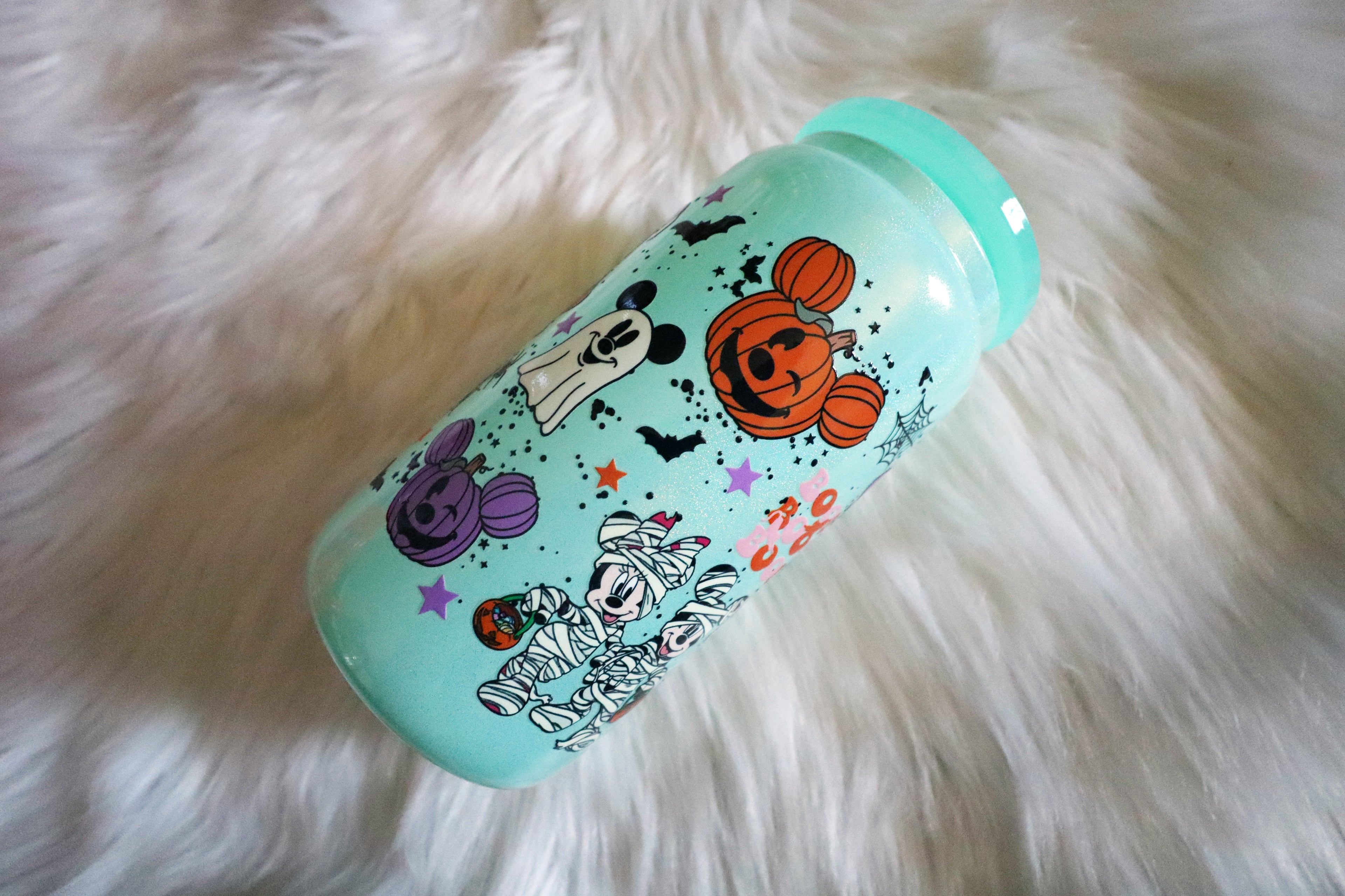 12oz Holographic Glass Can Tumbler - Spooky Mouse