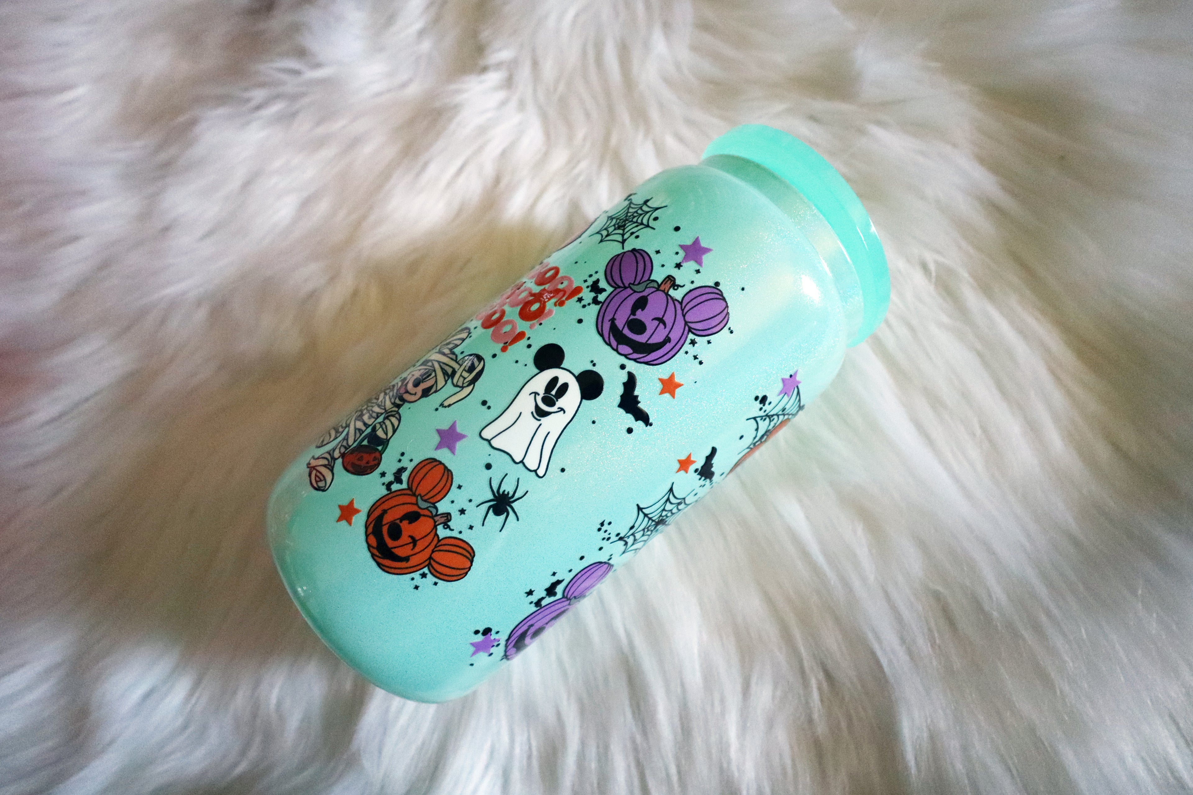12oz Holographic Glass Can Tumbler - Spooky Mouse