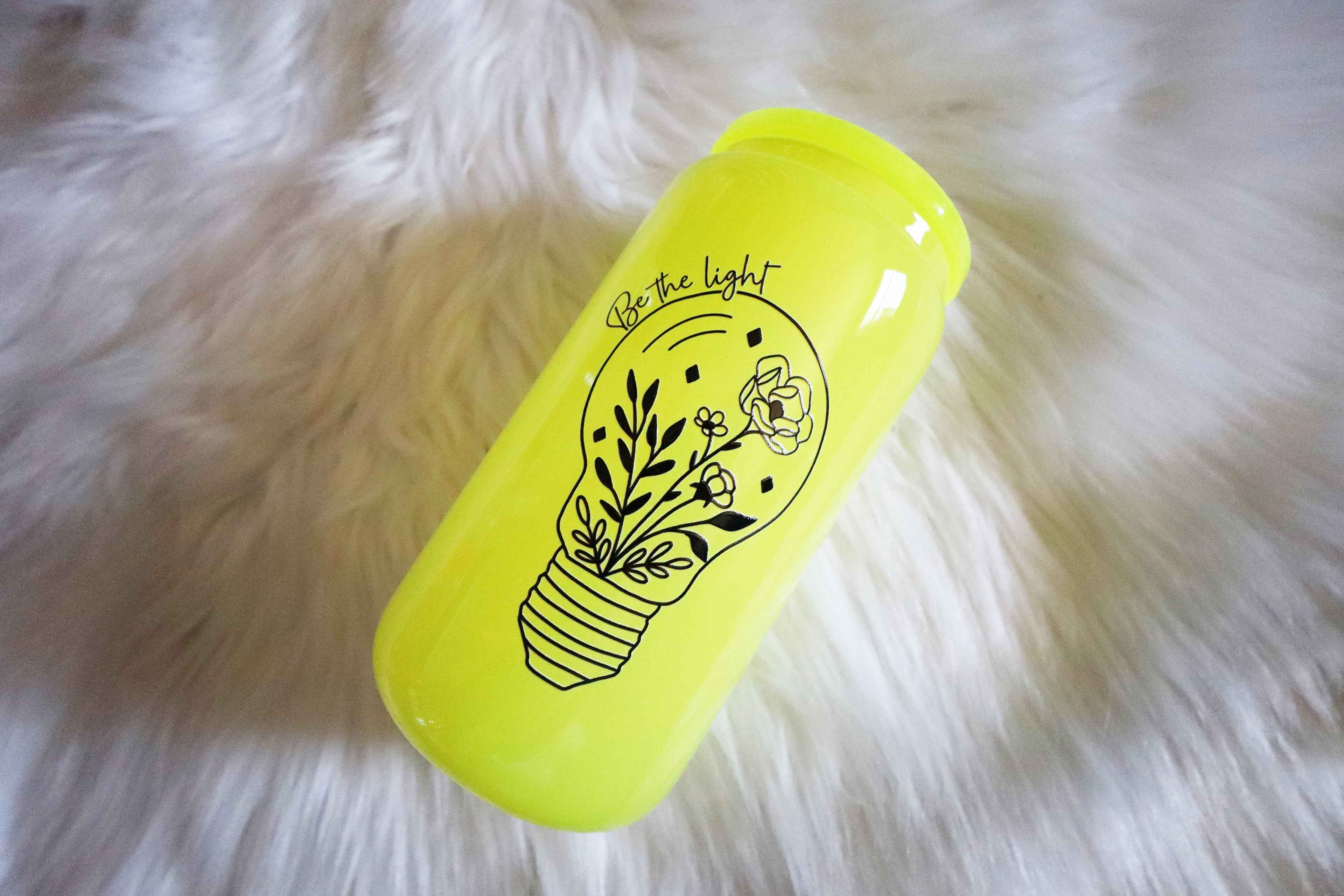 12oz Yellow Glass Can Tumbler - Be the Light