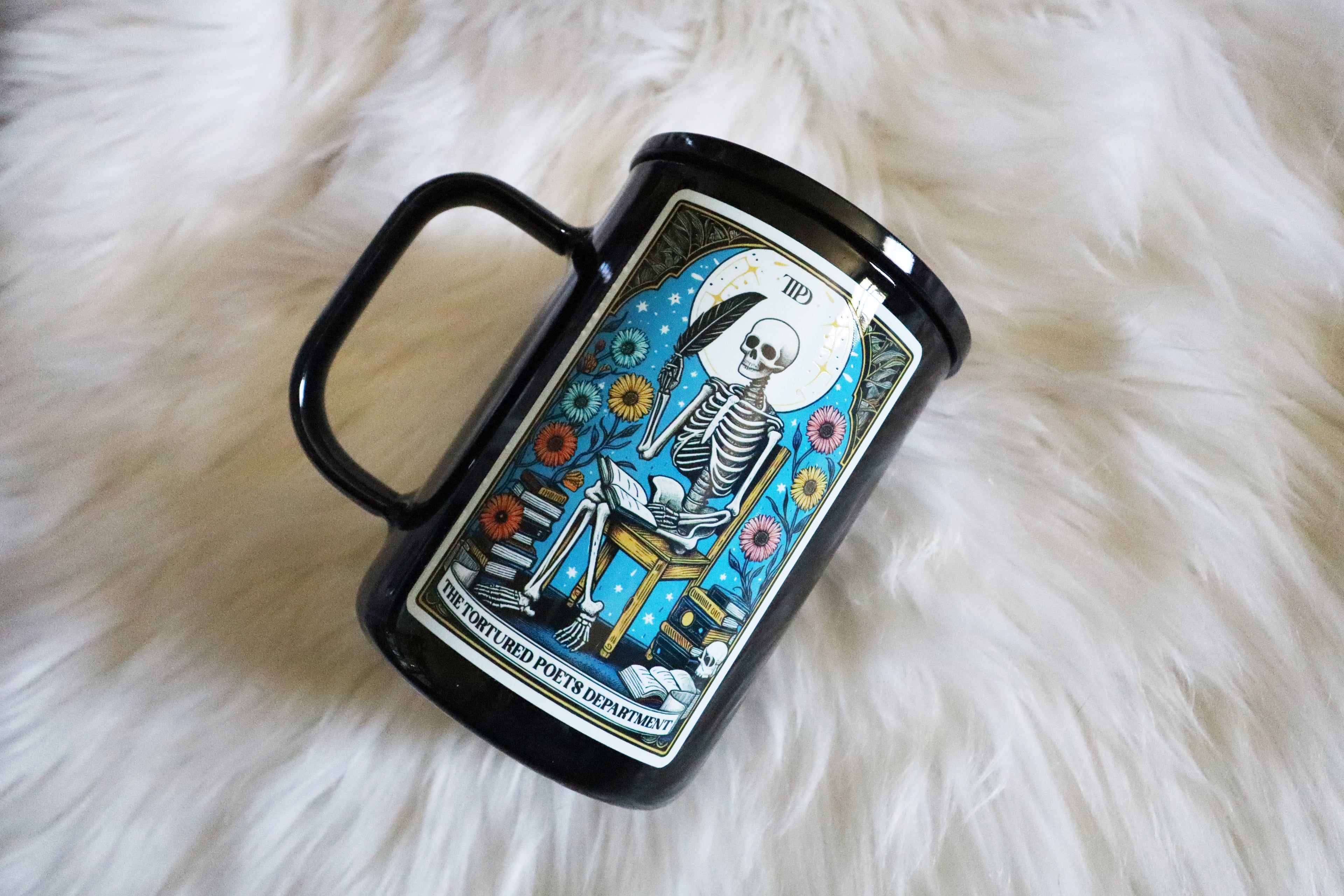 12oz Glass Black Mug Tumbler - Tortured Skelly