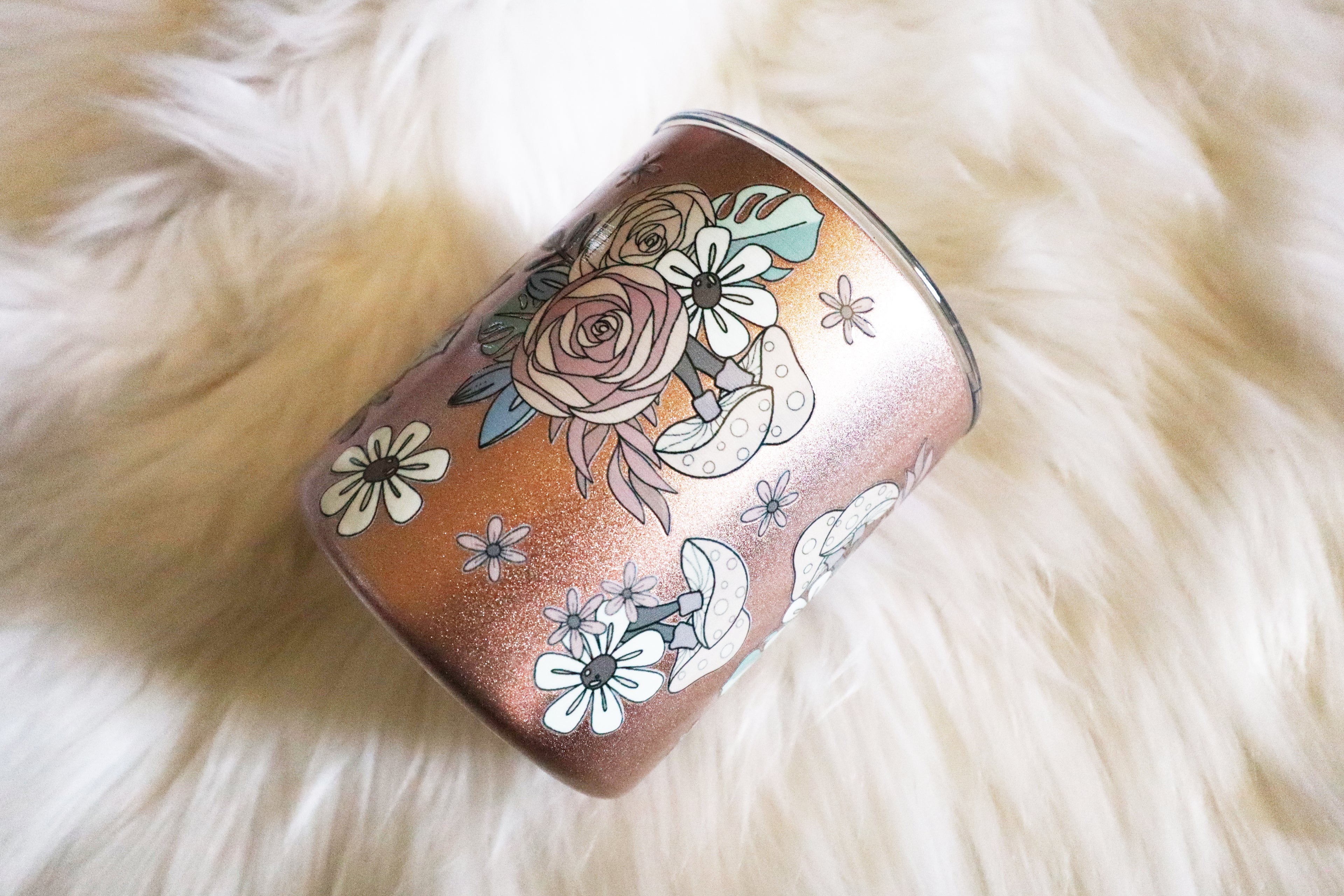 12oz SS Rose Gold Mug - Floral