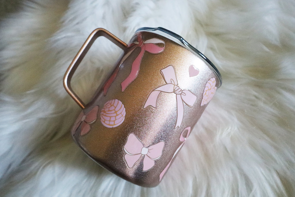 12oz SS Rose Gold Mug - Bows