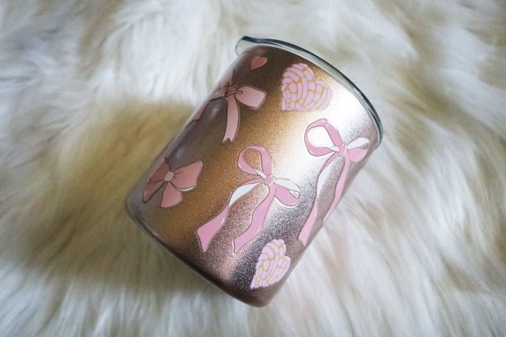 12oz SS Rose Gold Mug - Bows