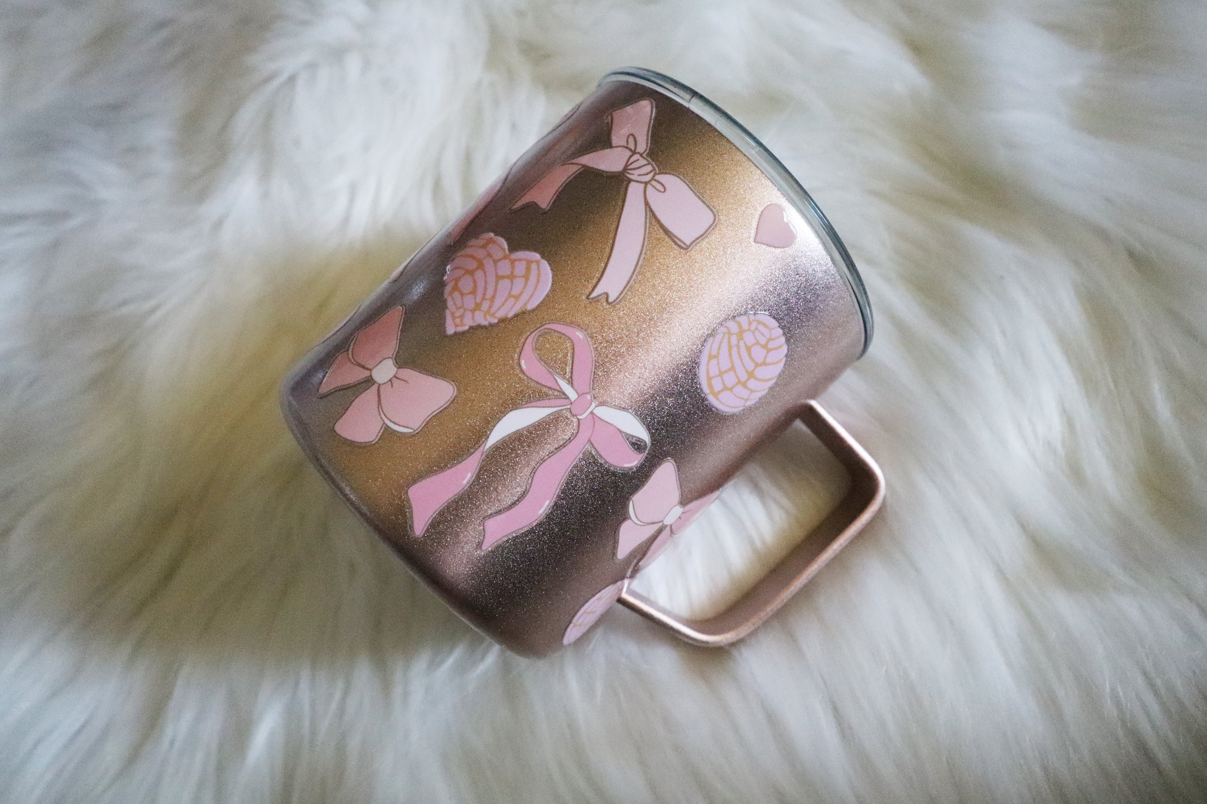 12oz SS Rose Gold Mug - Bows