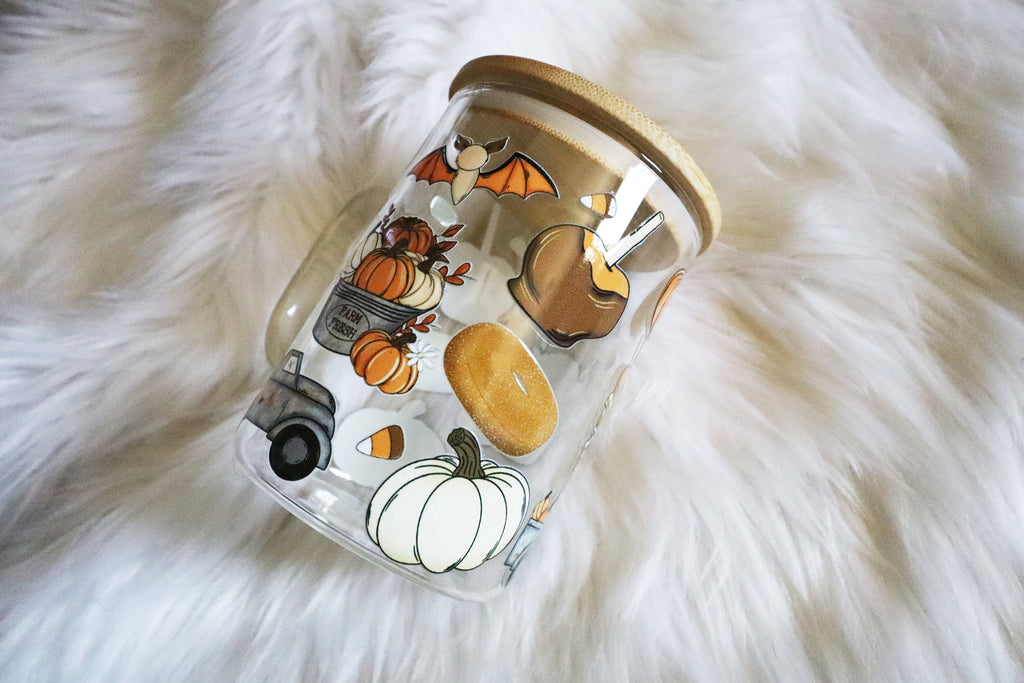 12oz Glass Mug Tumbler - Fall Goodies