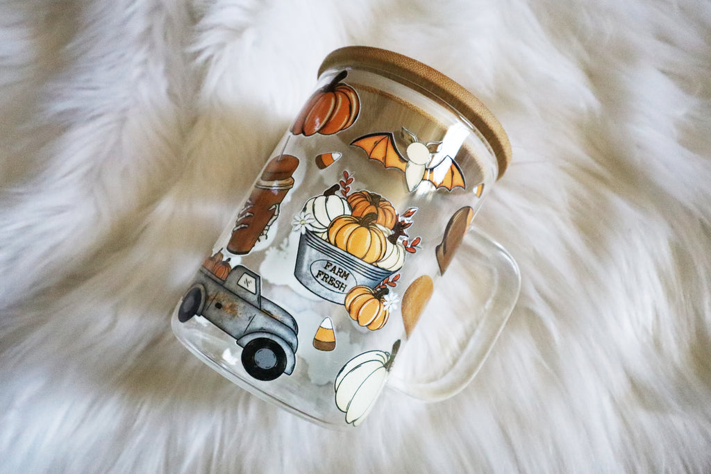 12oz Glass Mug Tumbler - Fall Goodies
