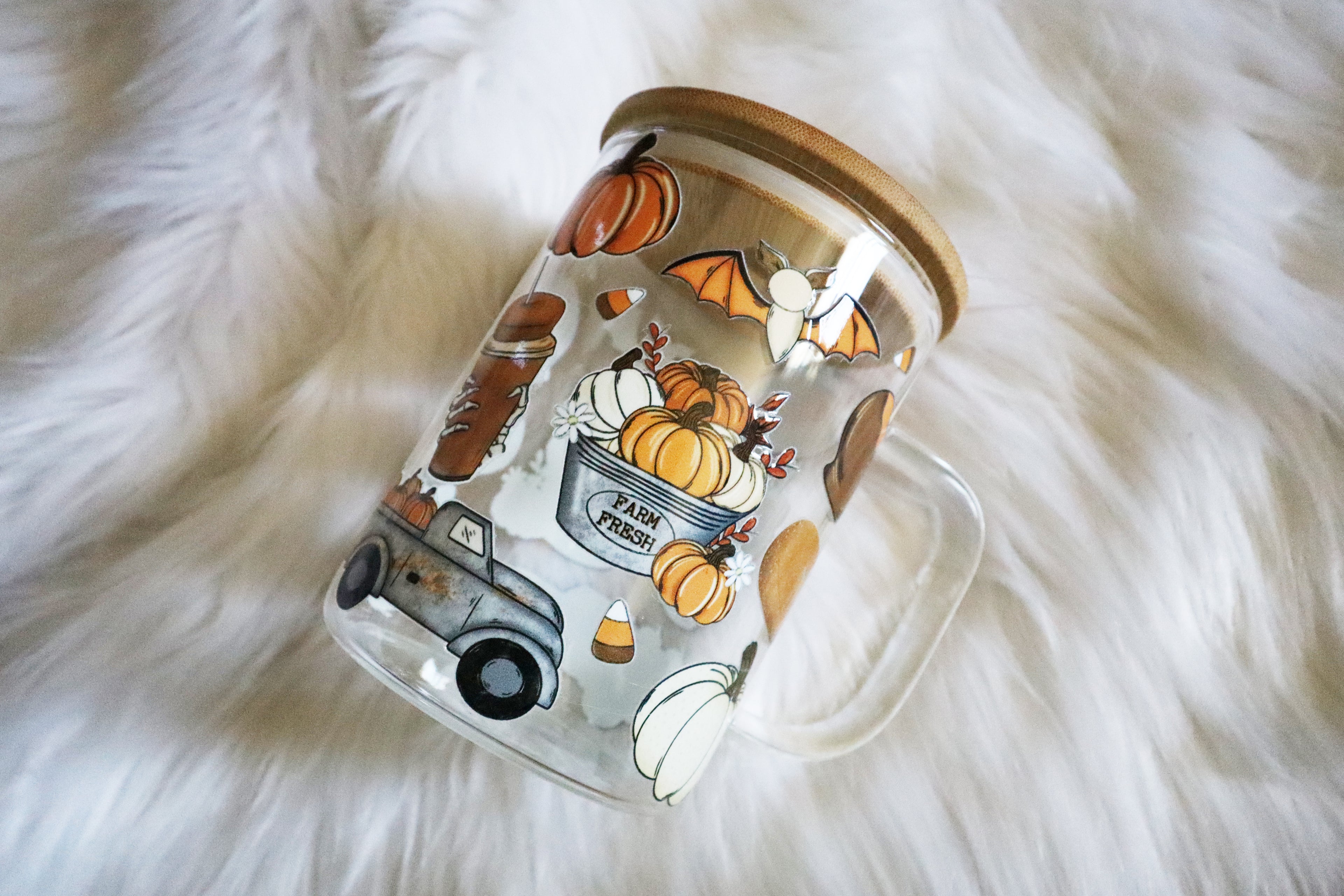12oz Glass Mug Tumbler - Fall Goodies