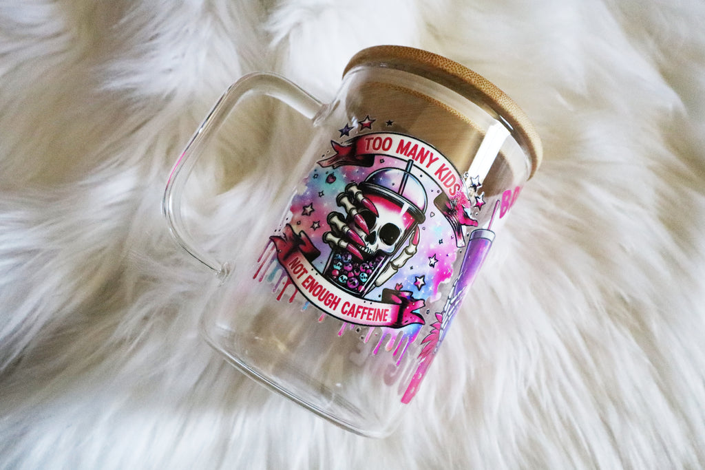12oz Glass Mug Tumbler - Skelly Mom