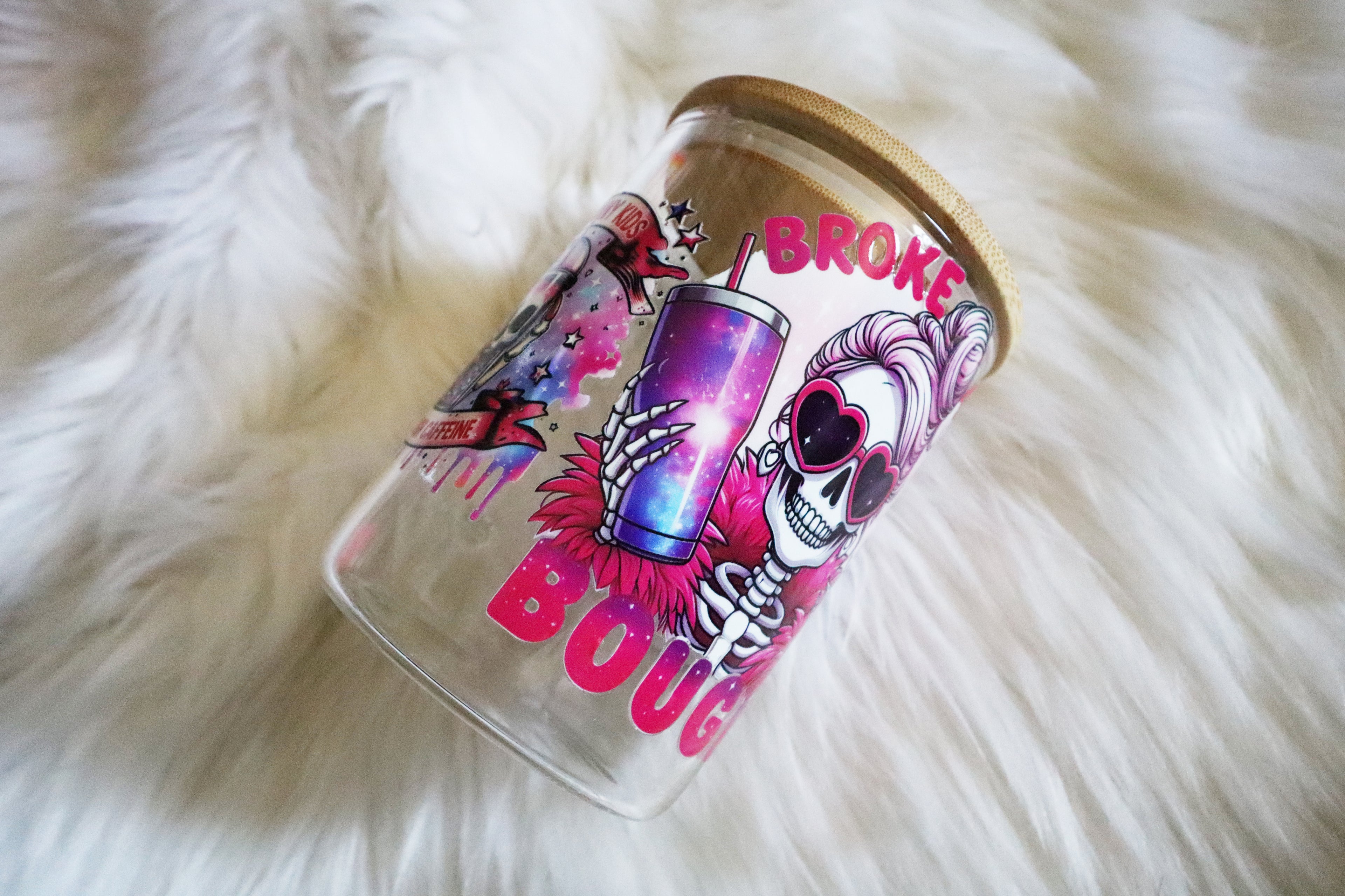 12oz Glass Mug Tumbler - Skelly Mom