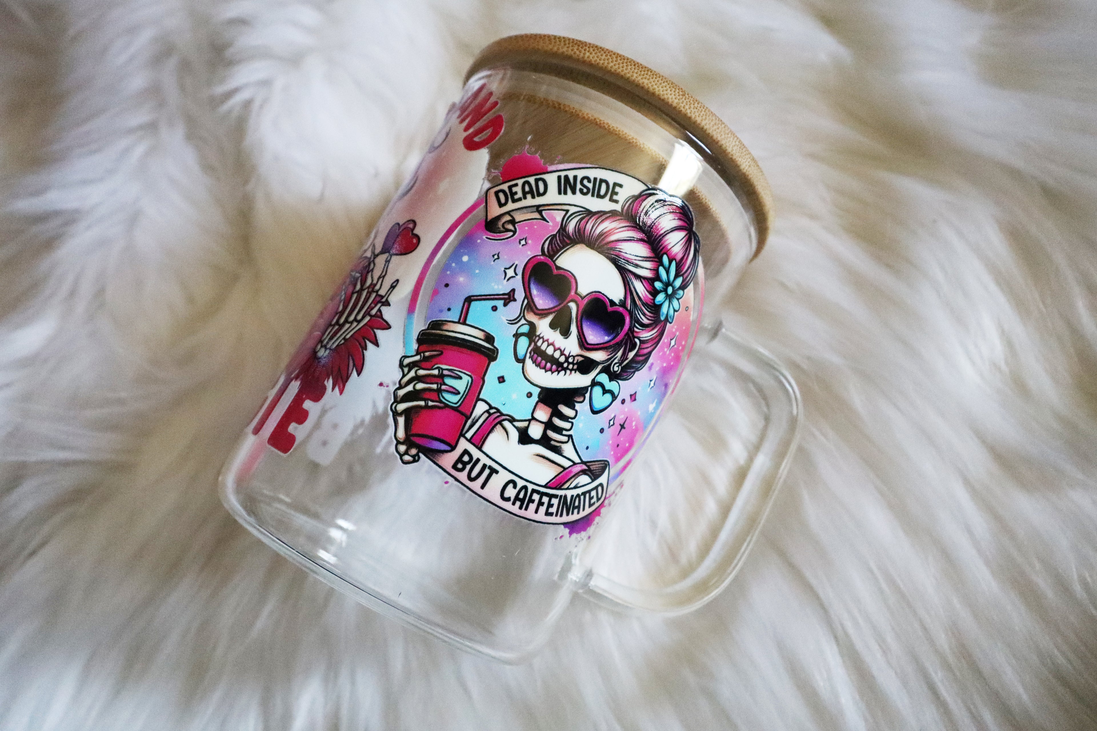 12oz Glass Mug Tumbler - Skelly Mom
