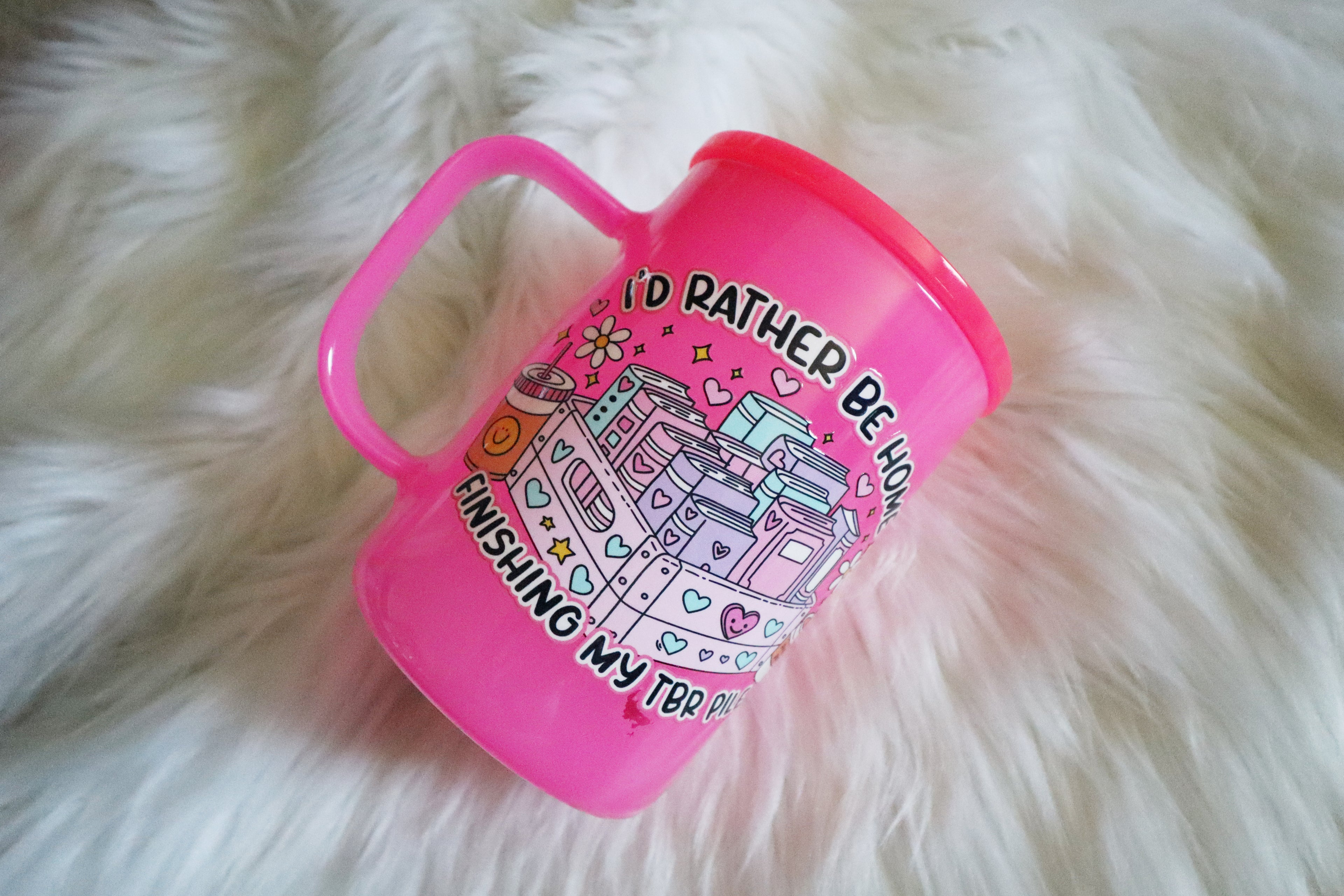 12oz Hot Pink Glass Mug Tumbler - TBR Pile (Oopsie)
