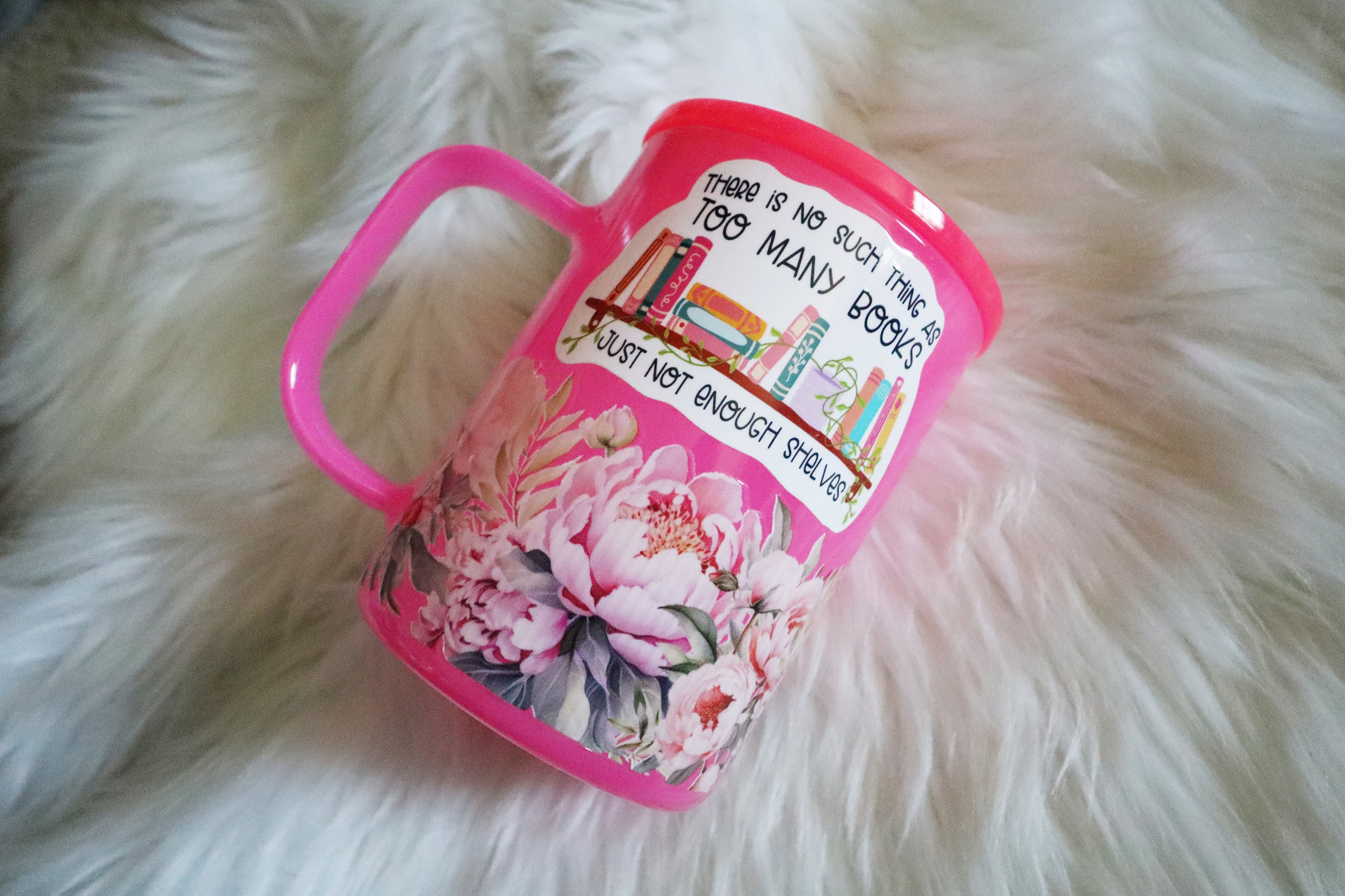 12oz Hot Pink Glass Mug Tumbler - Floral Oopsie Mug