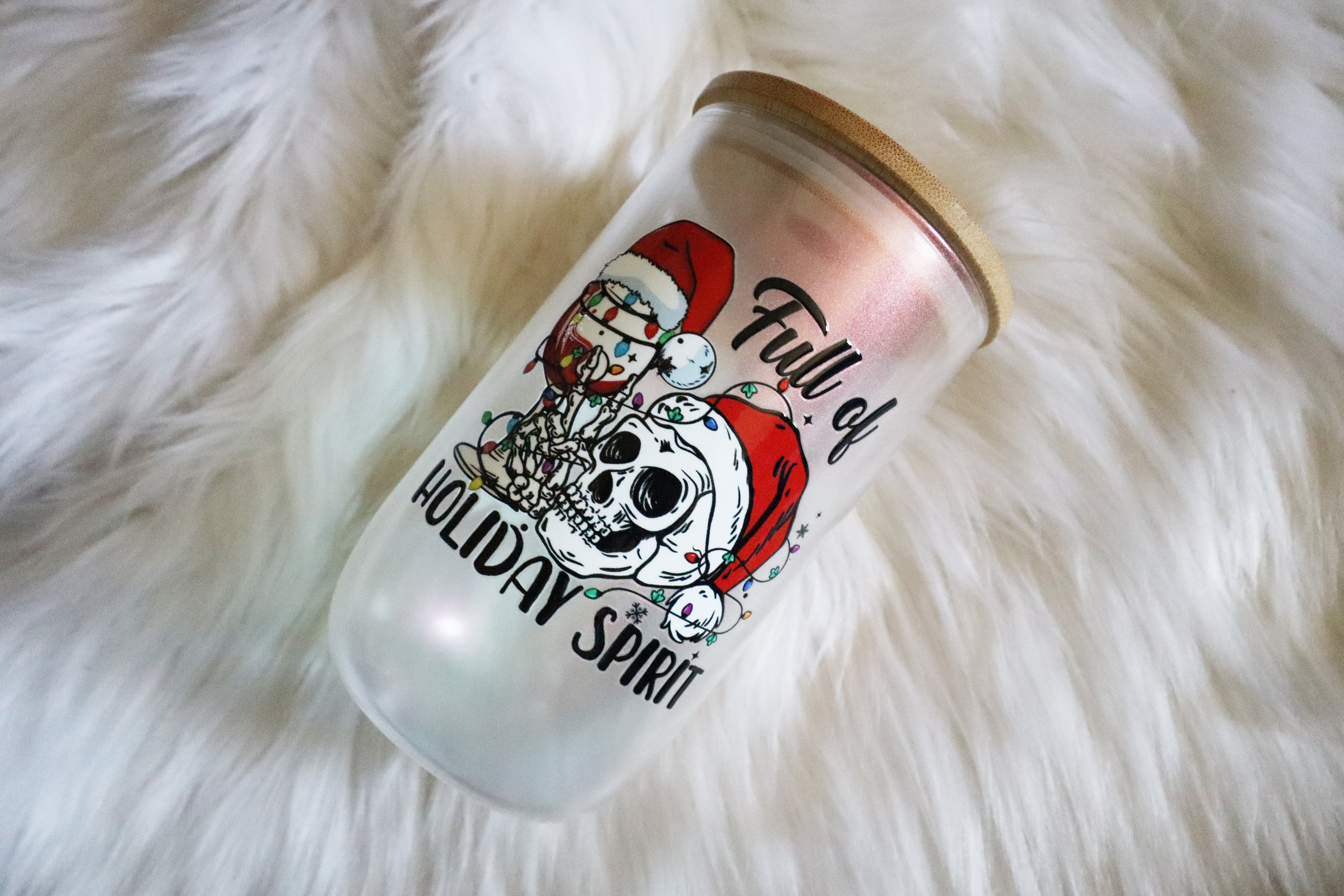 14oz Wine Glass Color Shifting Wine Tumbler - Full of Holiday Spirit Skelly