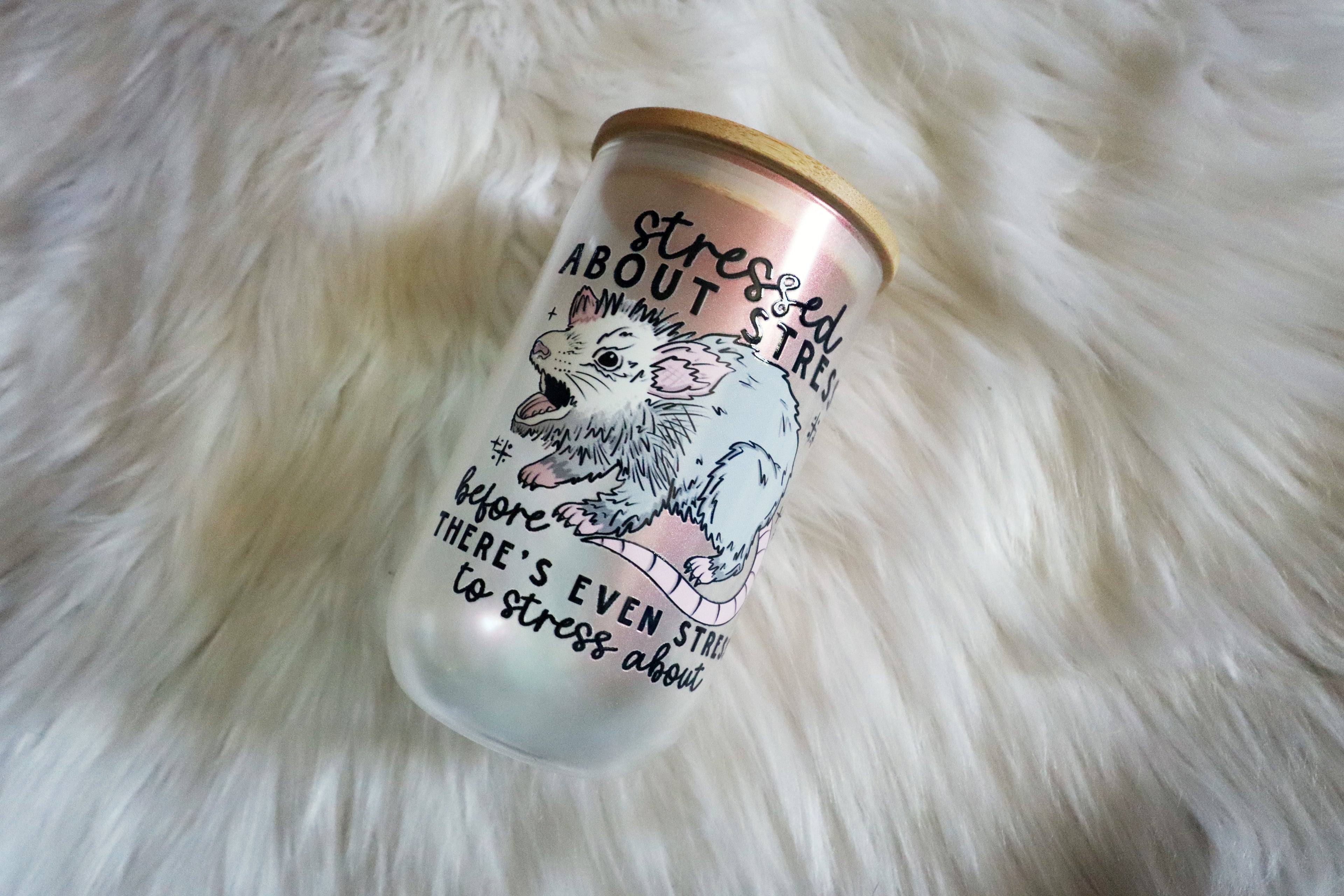 14oz Wine Glass Color Shifting Wine Tumbler - Stressed Possum