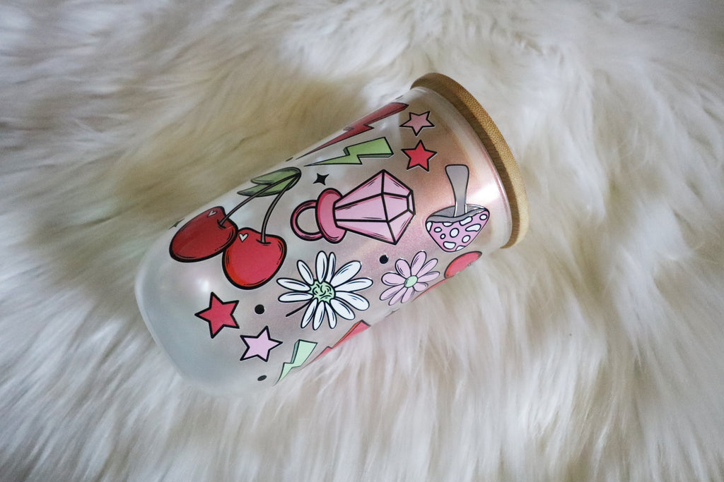 14oz Wine Glass Color Shifting Wine Tumbler - Cherries & Ring Pop