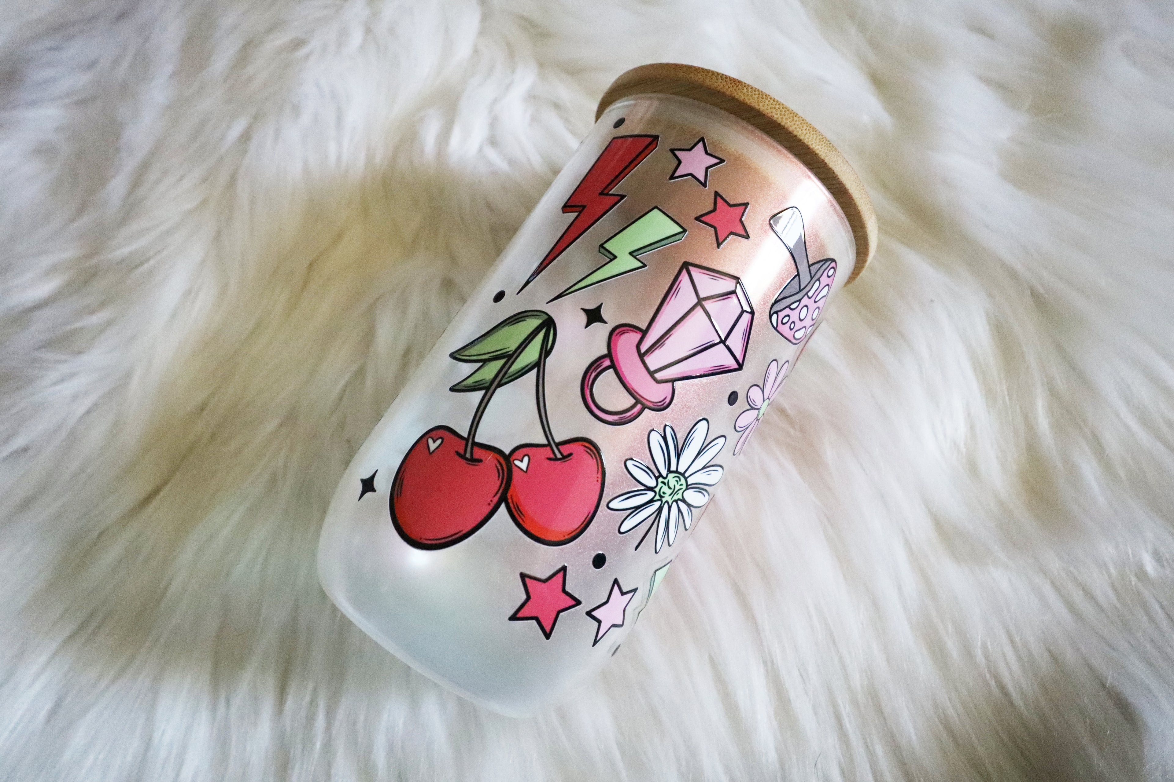 14oz Wine Glass Color Shifting Wine Tumbler - Cherries & Ring Pop