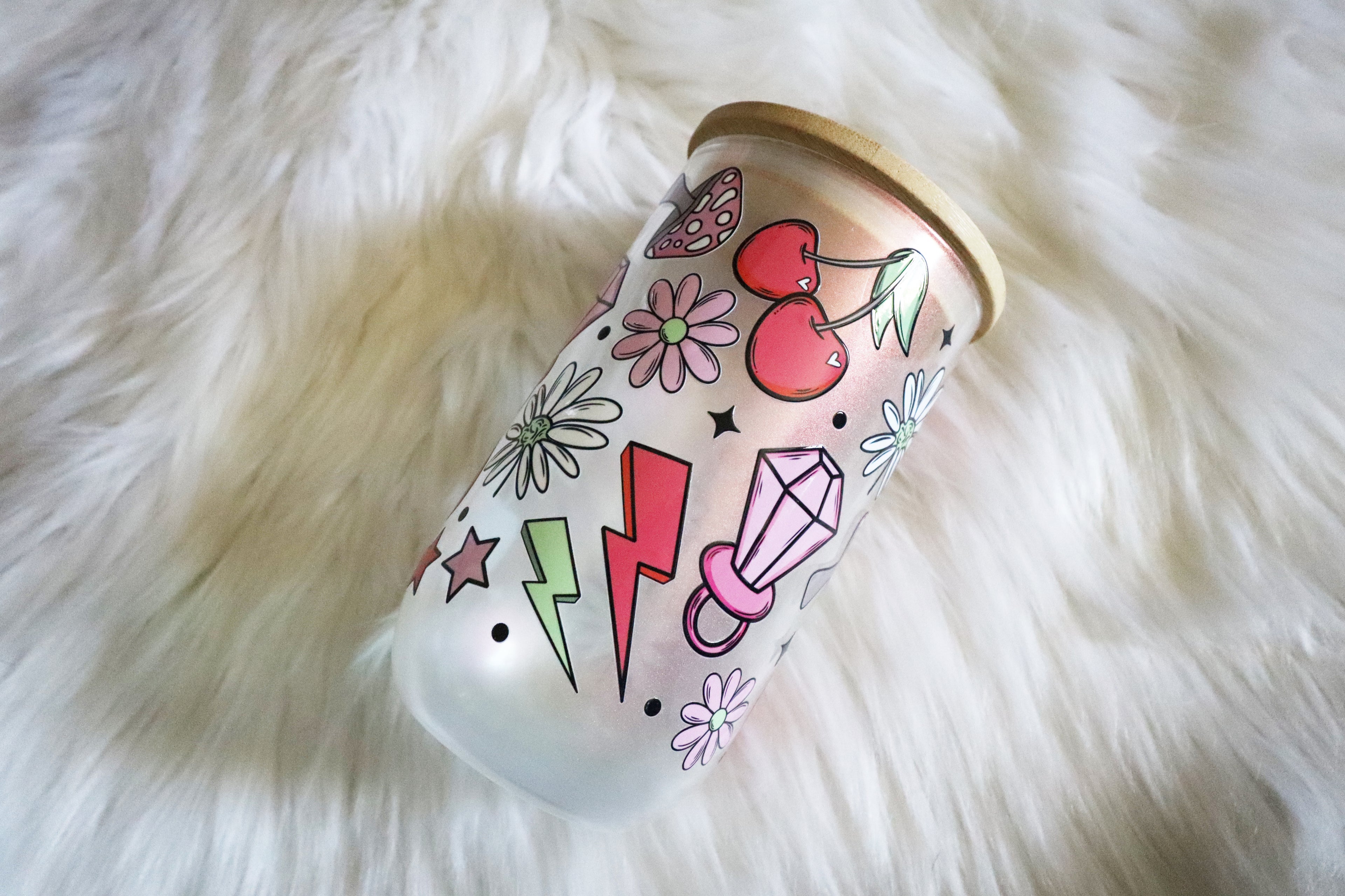 14oz Wine Glass Color Shifting Wine Tumbler - Cherries & Ring Pop