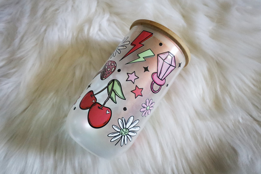 14oz Wine Glass Color Shifting Wine Tumbler - Cherries & Ring Pop