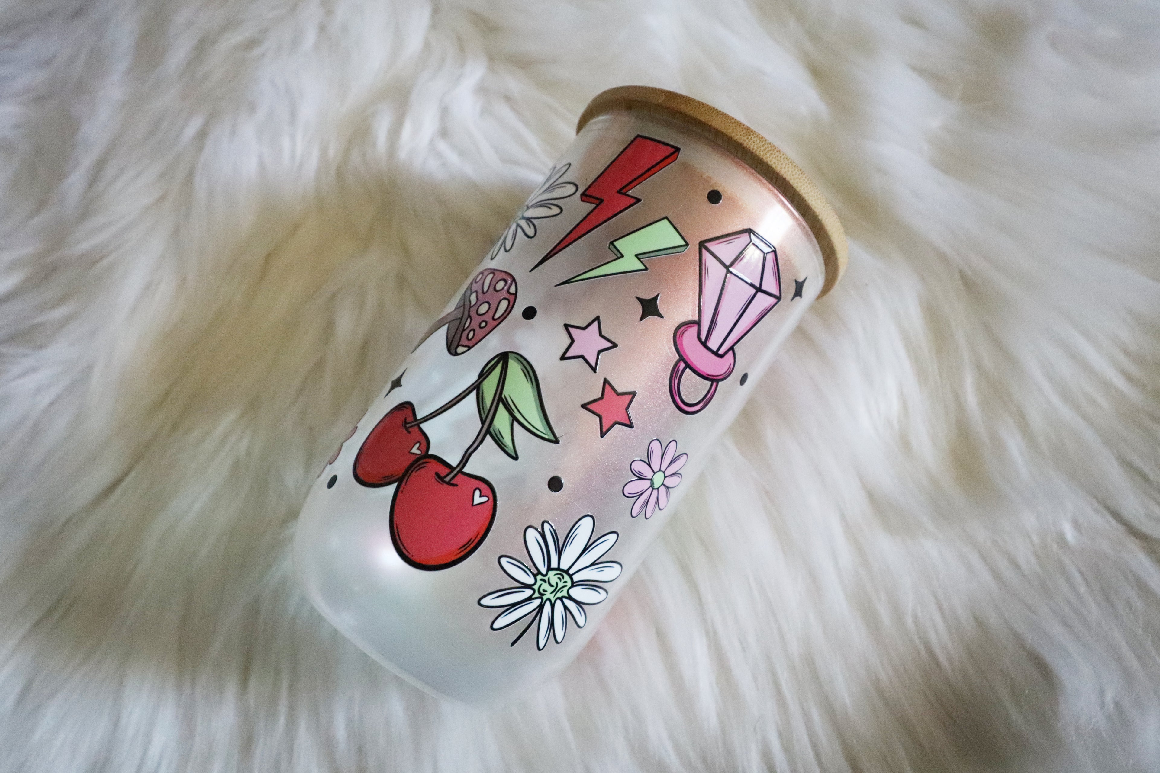 14oz Wine Glass Color Shifting Wine Tumbler - Cherries & Ring Pop