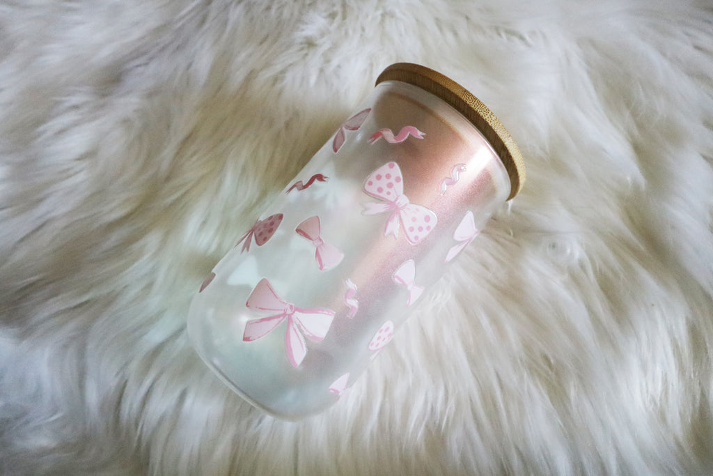 14oz Wine Glass Color Shifting Wine Tumbler - Pink Bows