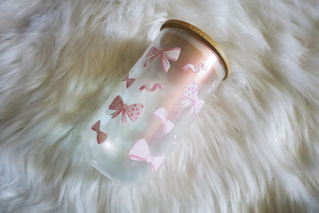 14oz Wine Glass Color Shifting Wine Tumbler - Pink Bows