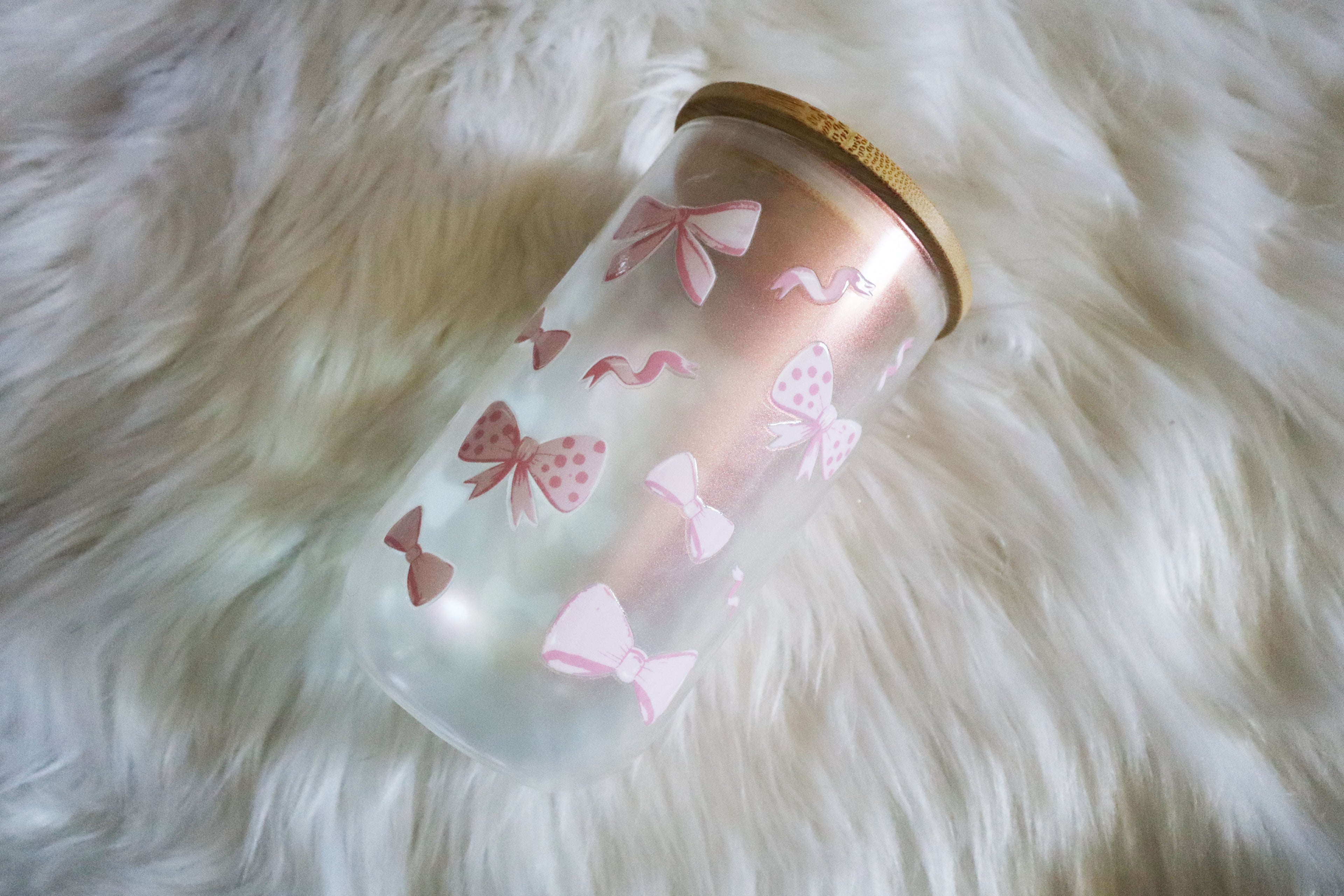 14oz Wine Glass Color Shifting Wine Tumbler - Pink Bows