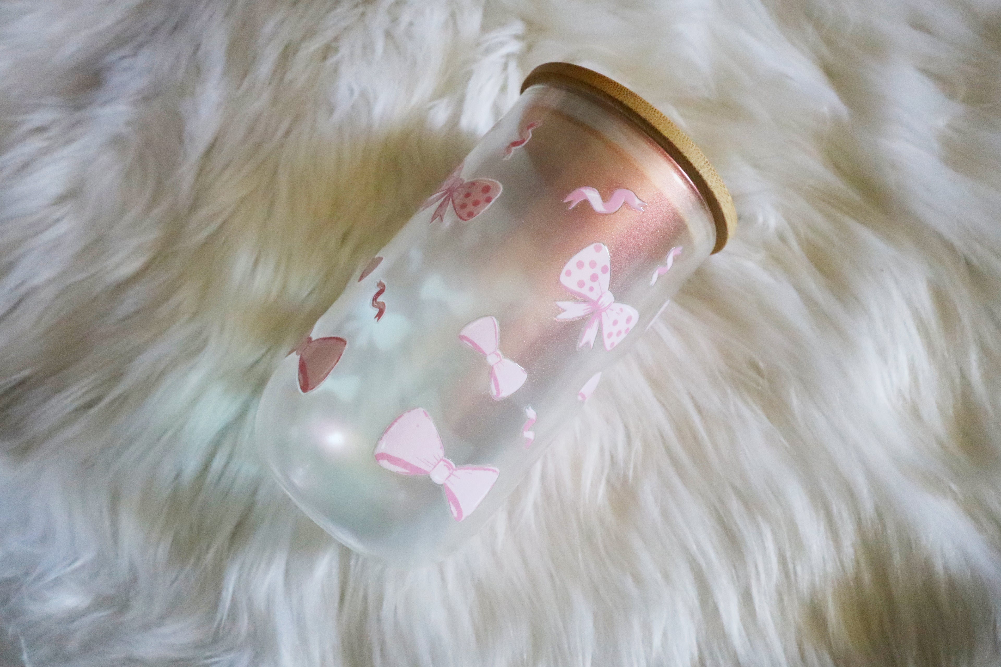 14oz Wine Glass Color Shifting Wine Tumbler - Pink Bows