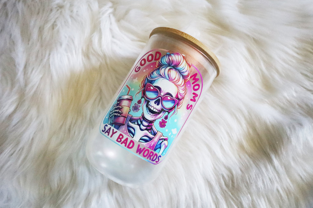 14oz Wine Glass Color Shifting Wine Tumbler - Good Moms Skelly