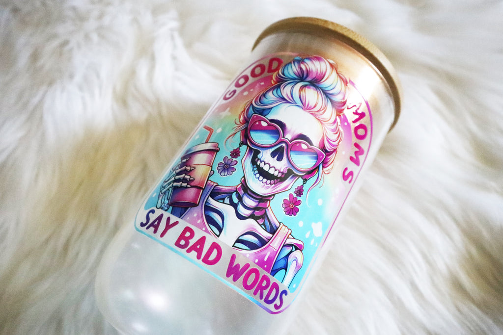 14oz Wine Glass Color Shifting Wine Tumbler - Good Moms Skelly