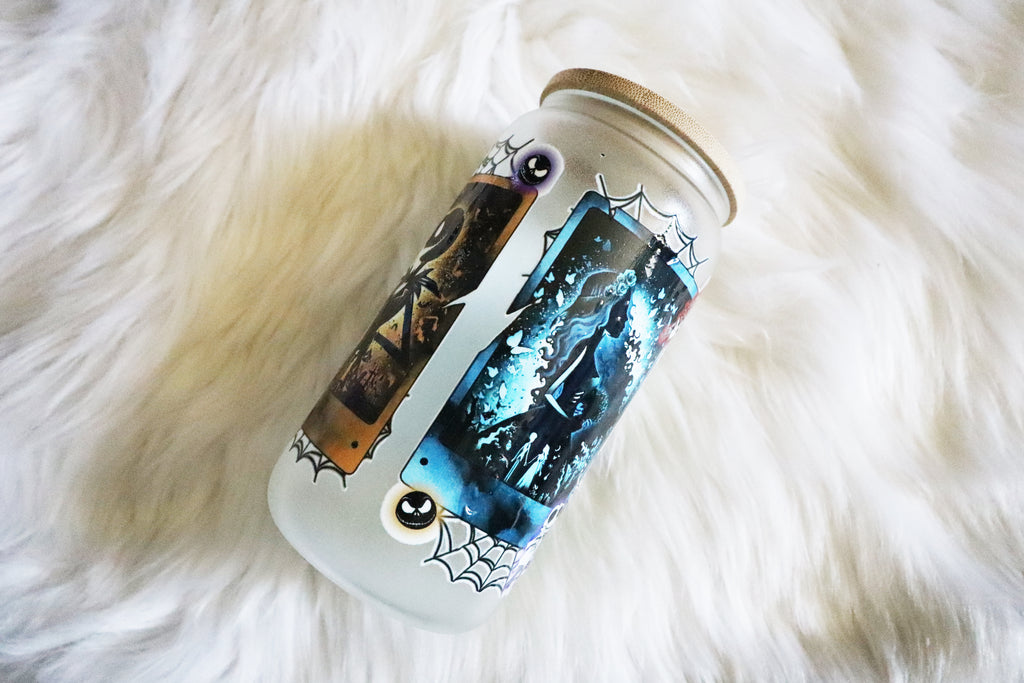 12oz Glass Can Tumbler - Spooky Characters