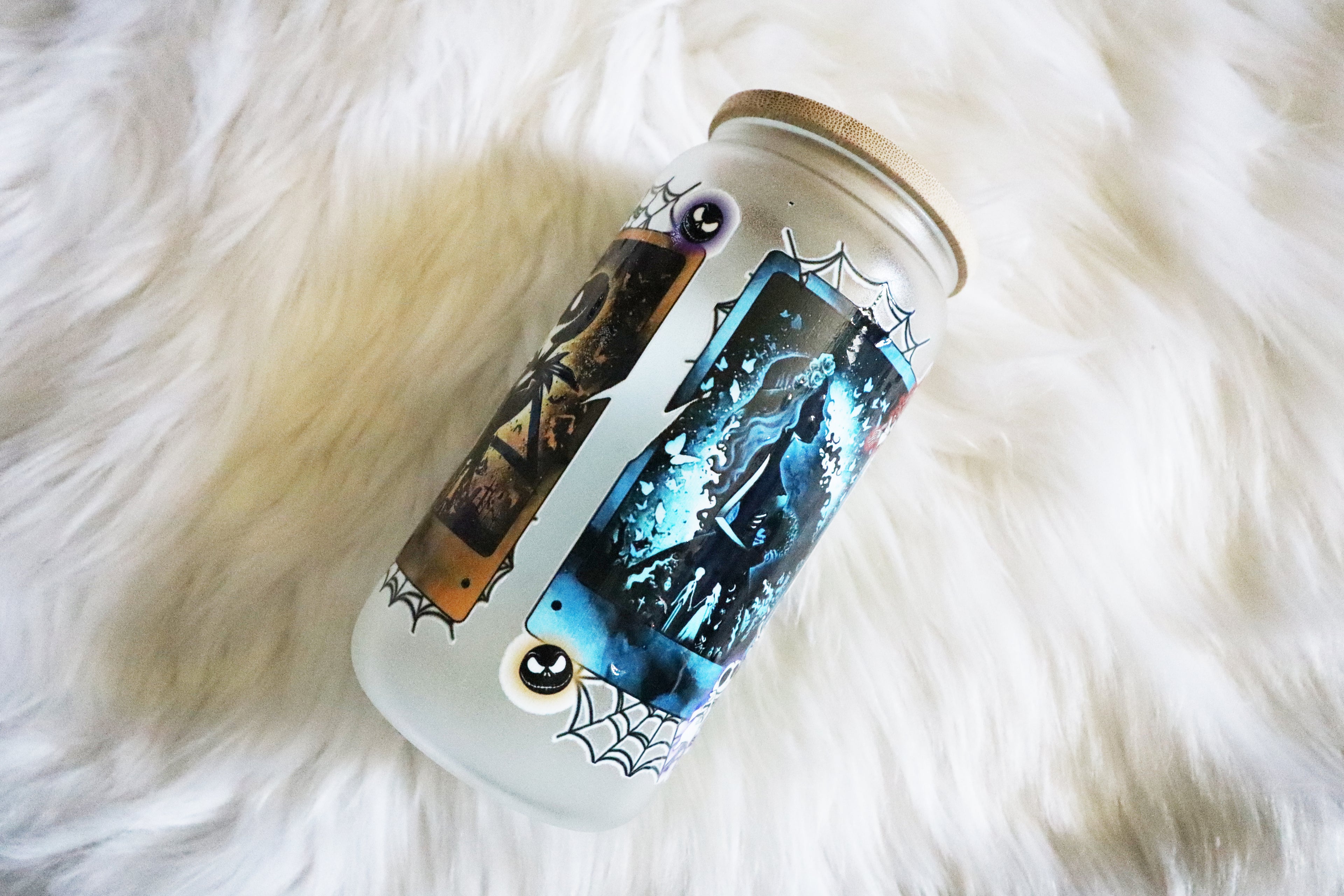 12oz Glass Can Tumbler - Spooky Characters