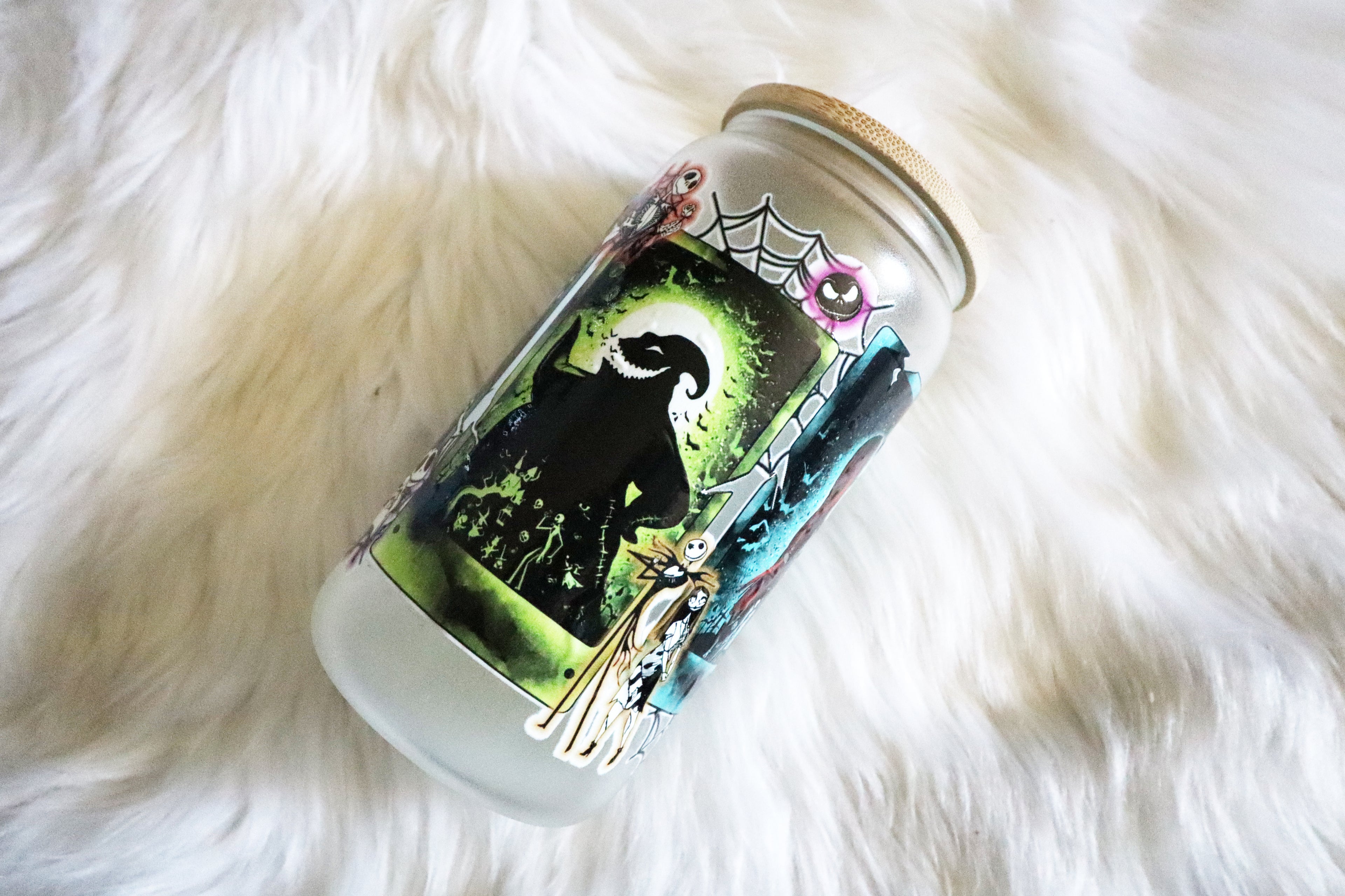 12oz Glass Can Tumbler - Spooky Characters