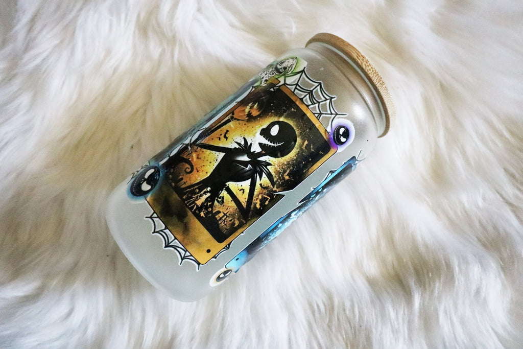 12oz Glass Can Tumbler - Spooky Characters
