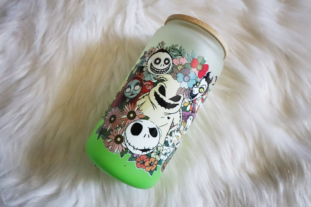 12oz Ombre Glass Can Tumbler - Spooky Characters