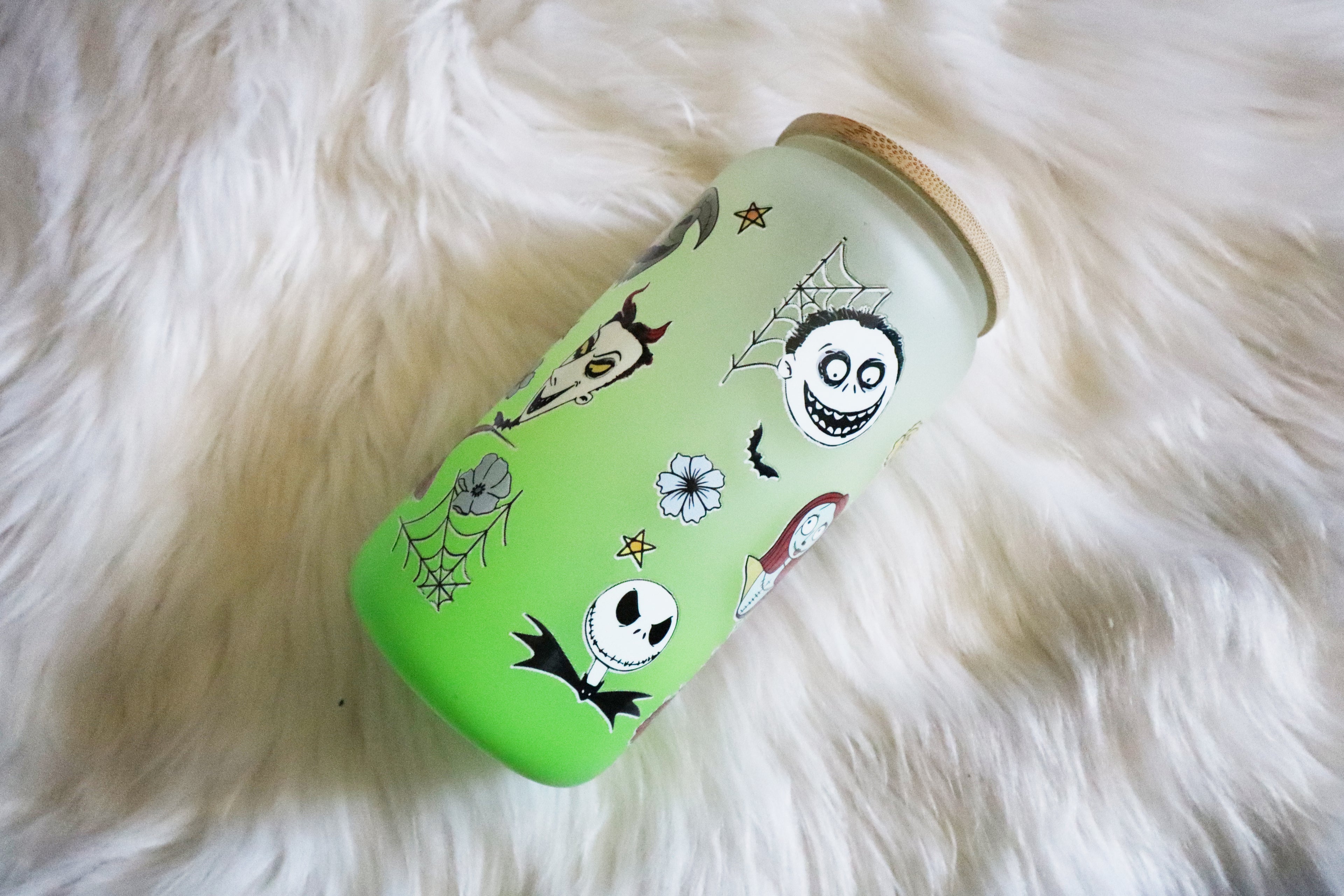 12oz Ombre Glass Can Tumbler - Spooky Characters