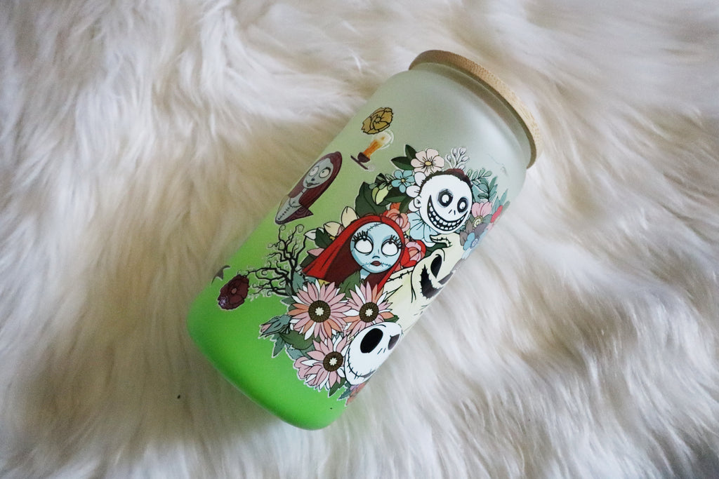 12oz Ombre Glass Can Tumbler - Spooky Characters