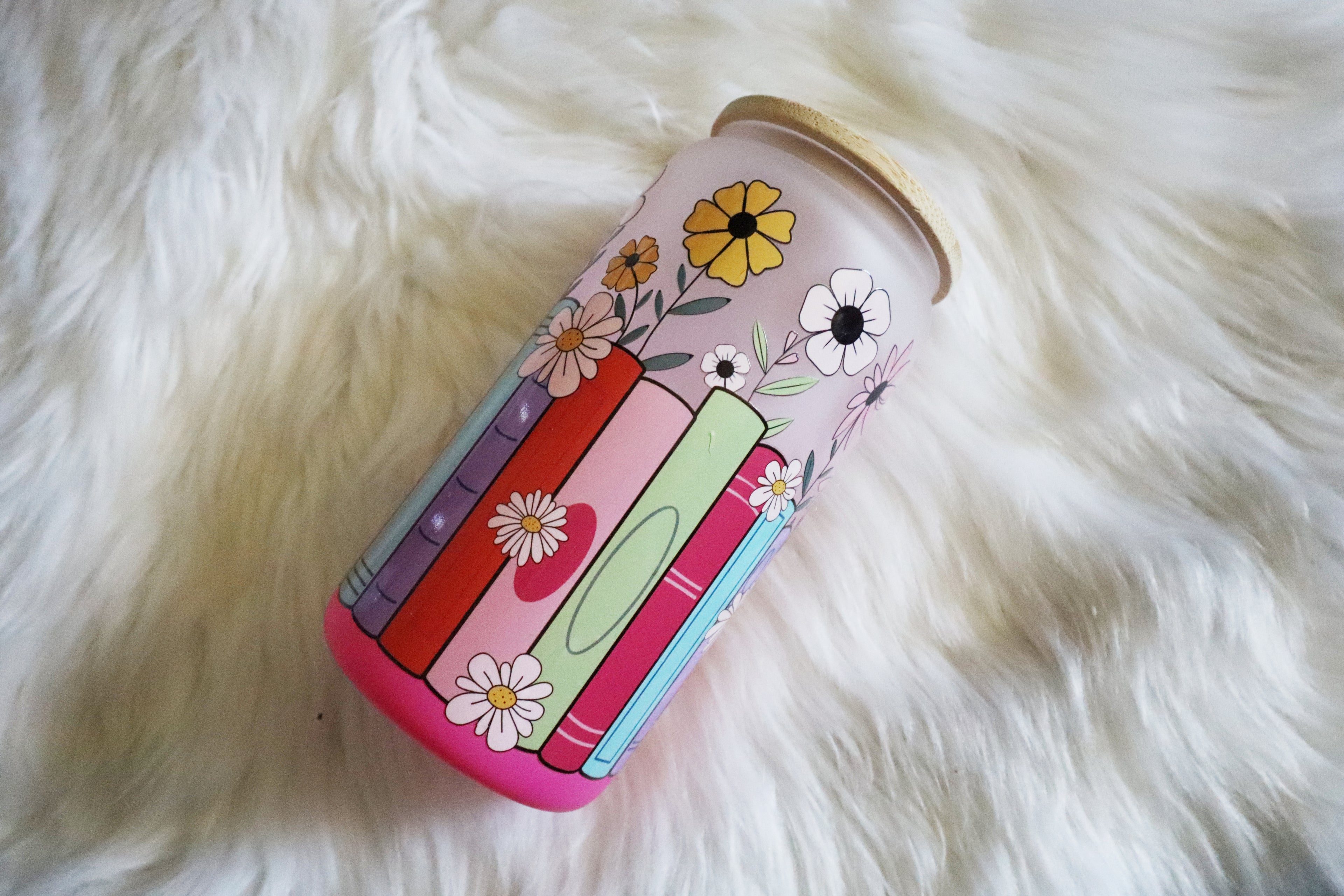 12oz Ombre Glass Can Tumbler - Floral Books