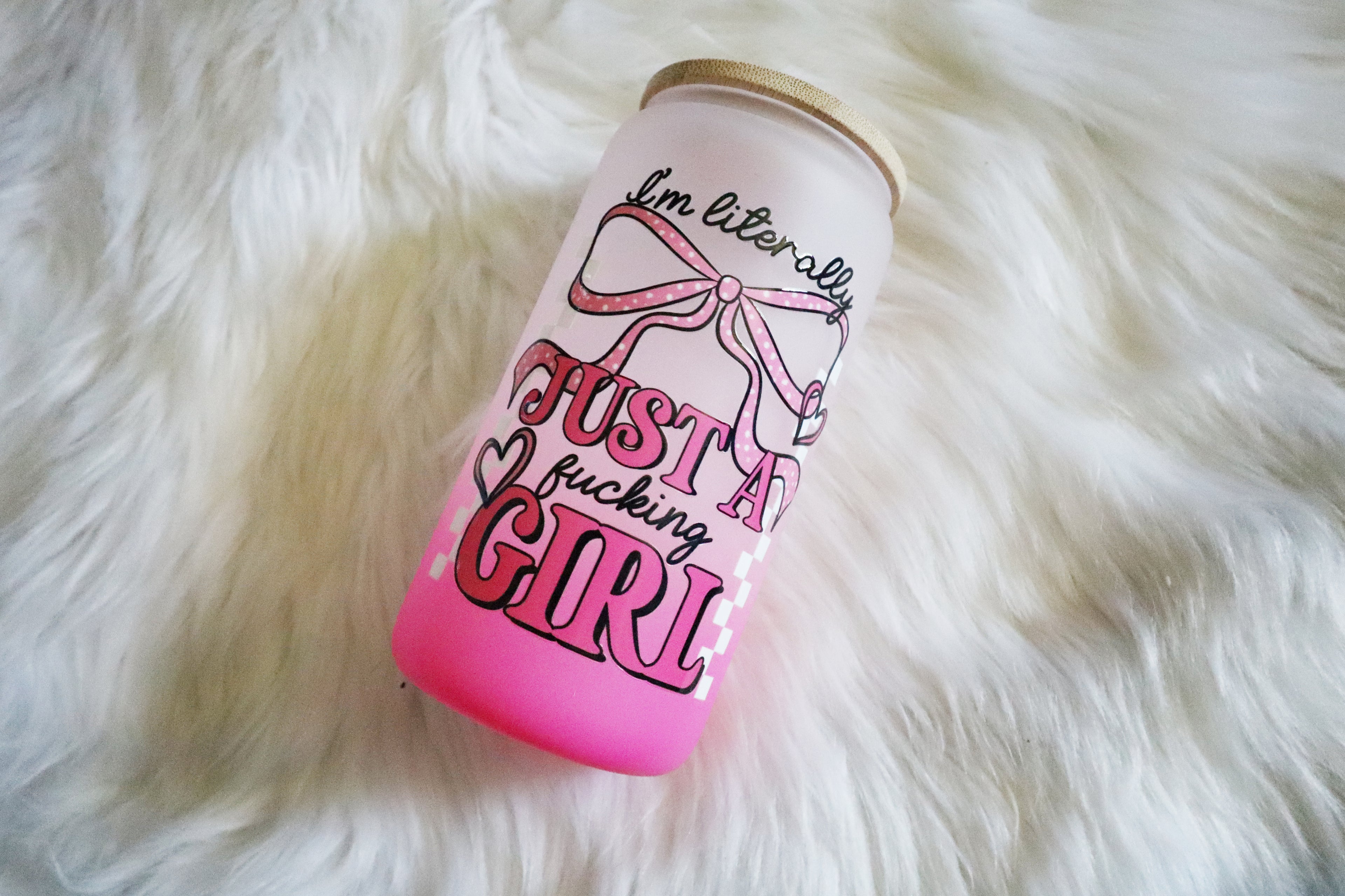 12oz Ombre Glass Can Tumbler - Literally Just a Girl